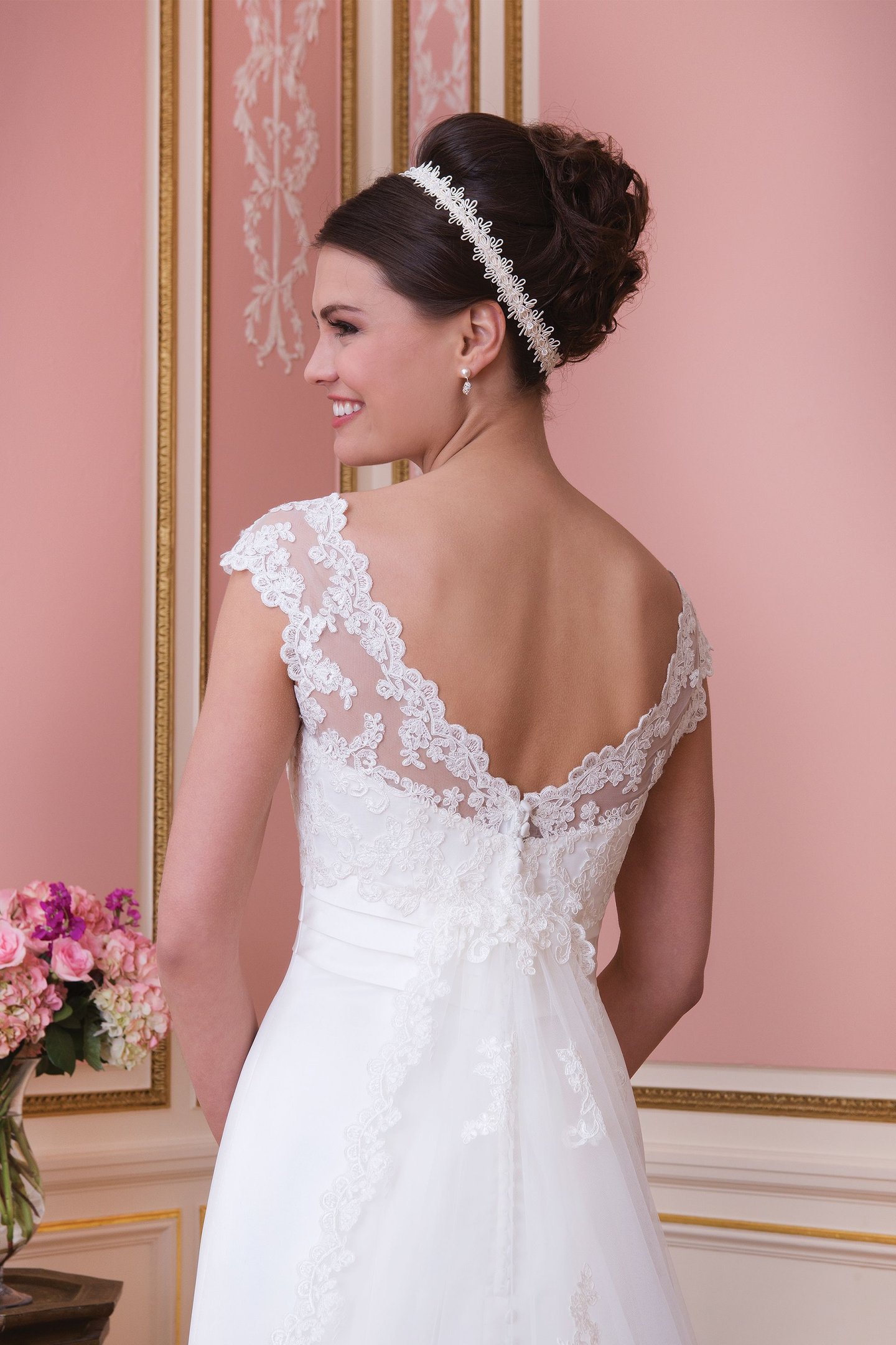 Sweetheart Gowns Style 6020 Satin trumpet dress highlighted with a Sabrina neckline