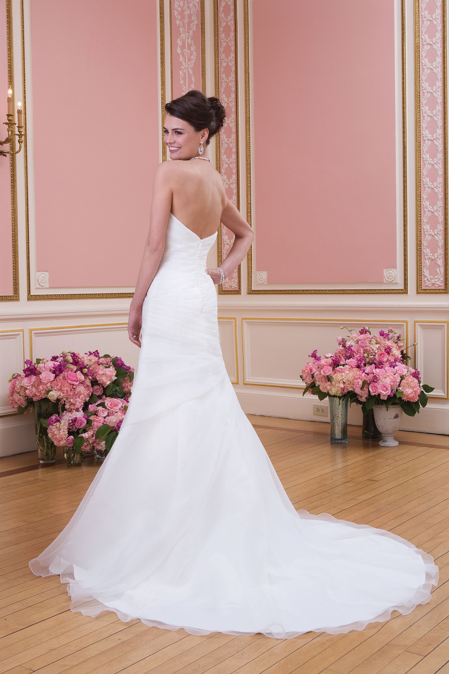 Sweetheart Gowns Style 6022 Organza fit and flare dress complemented with a sweetheart neckline