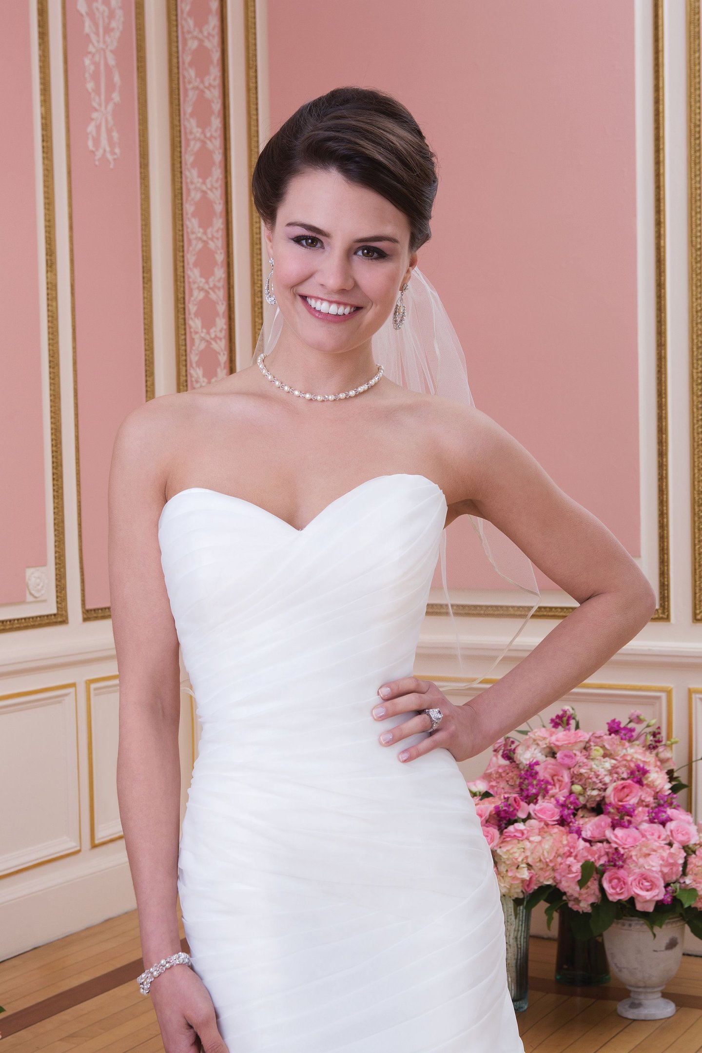 Sweetheart Gowns Style 6022 Organza fit and flare dress complemented with a sweetheart neckline