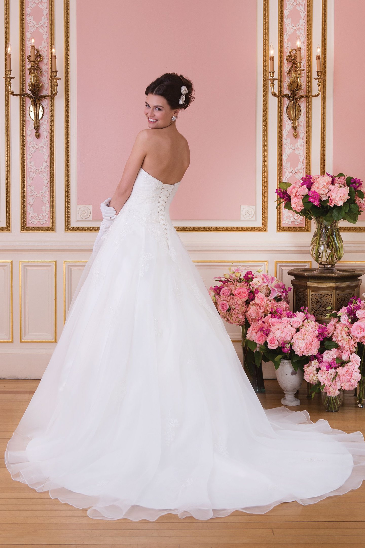 Sweetheart Gowns Asymmetrical Draped A-line Gown with Lace Up Back