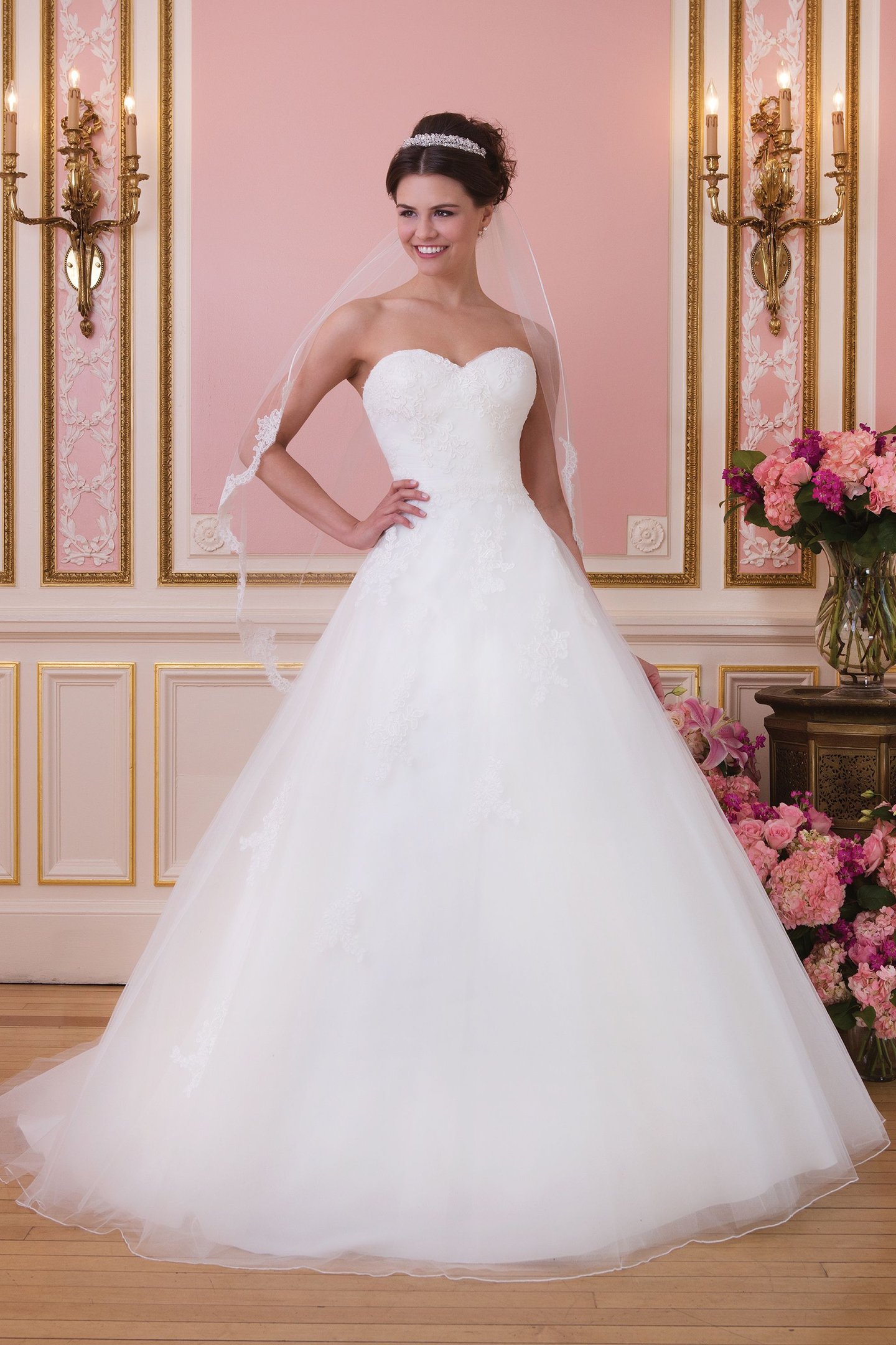 Sweetheart Gowns Style 6035 Tulle ball gown accented by a sweetheart neckline