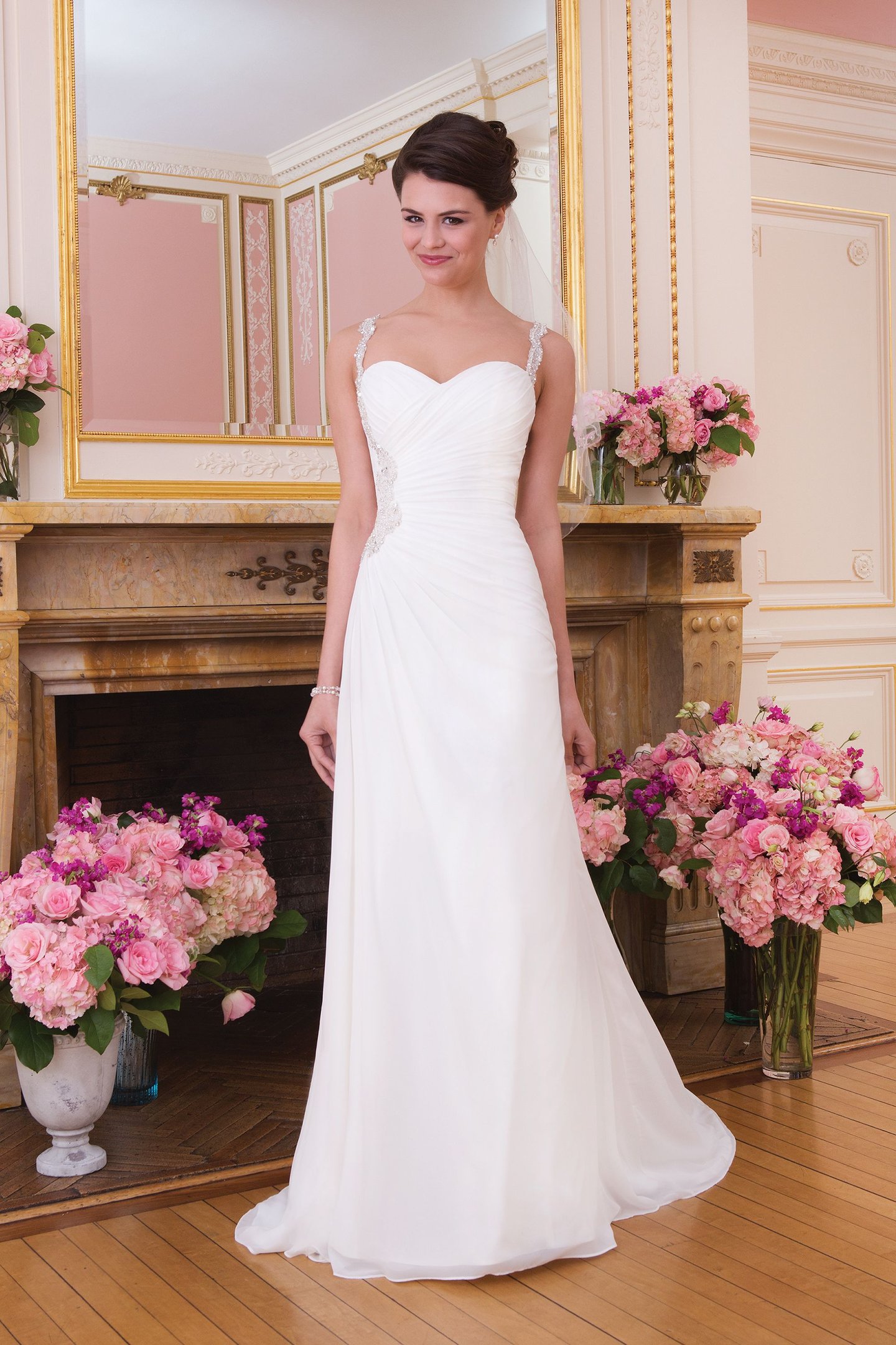 Sweetheart Gowns Style 6036 Chiffon A-line dress with spaghetti neckline