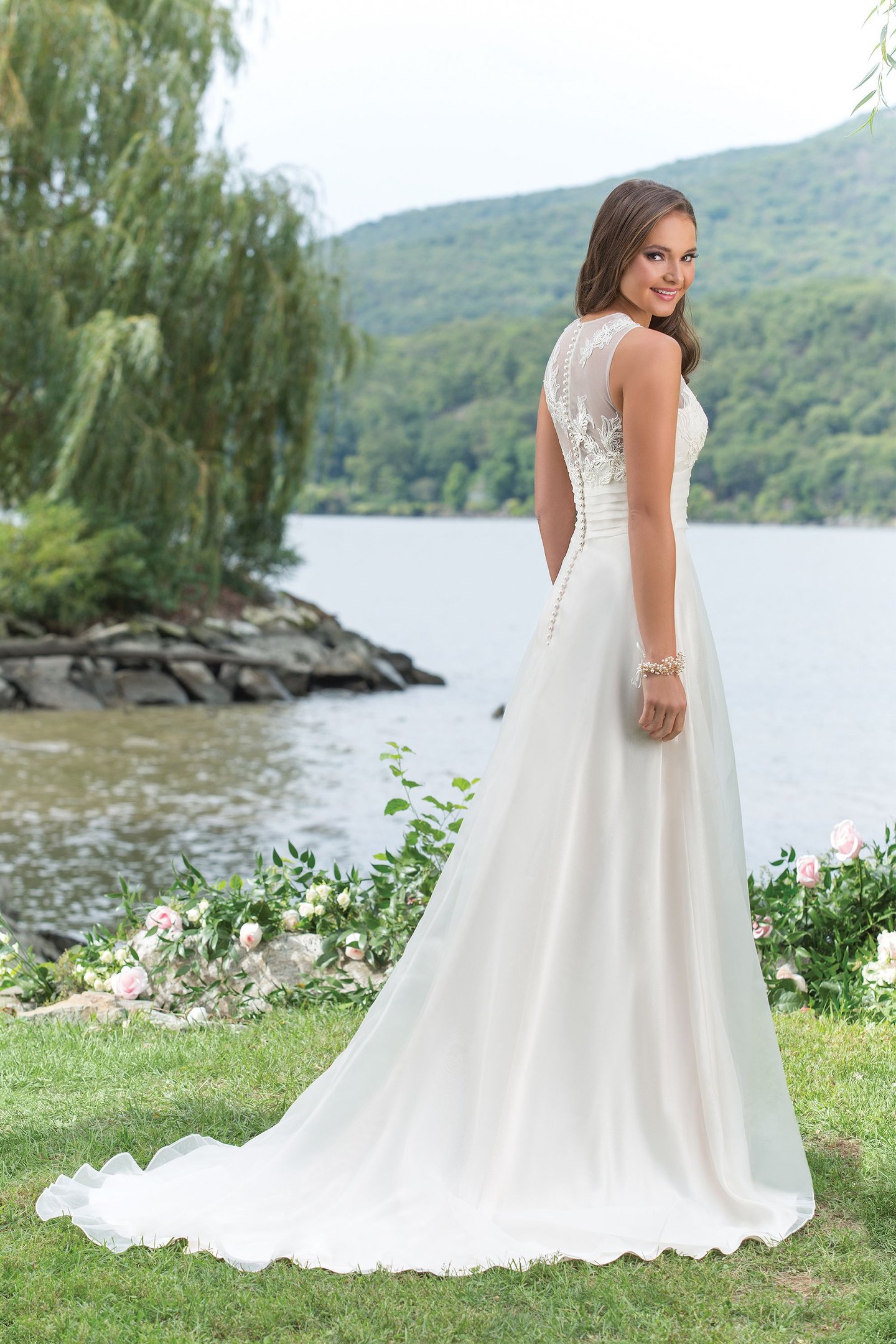 Sweetheart Gowns Style 6151 Charmeuse and Organza Slim A-Line
