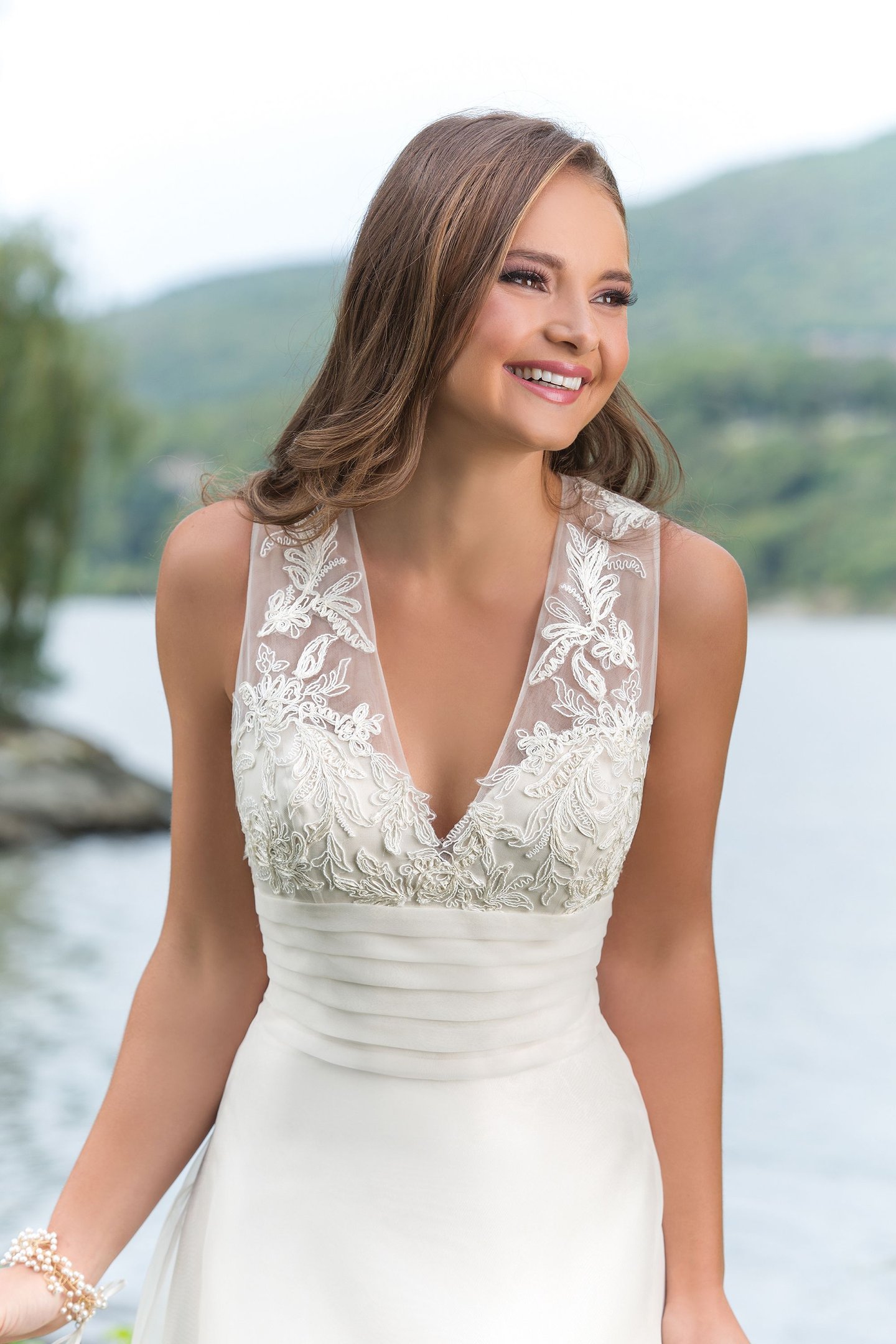 Sweetheart Gowns Style 6151 Charmeuse and Organza Slim A-Line