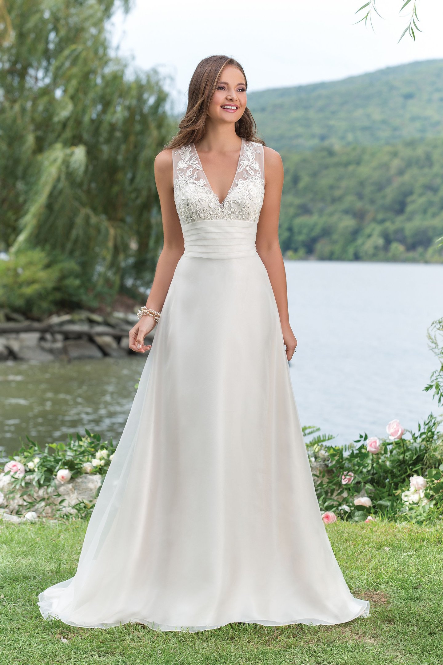 Sweetheart Gowns Style 6151 Charmeuse and Organza Slim A-Line