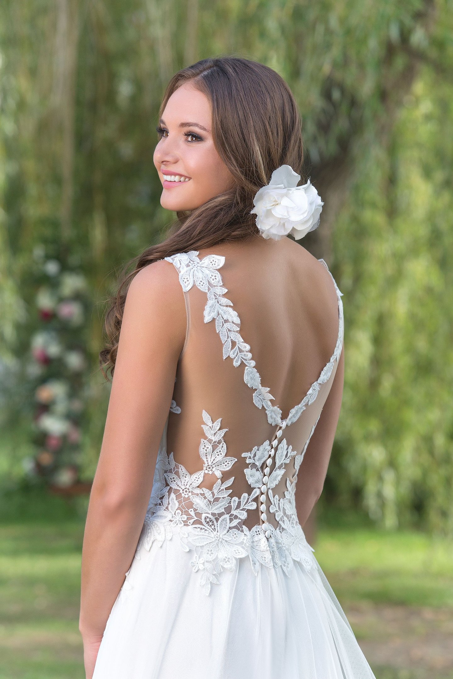 Sweetheart Gowns  Basket Weave Bodice with Tiered Tulle Skirt