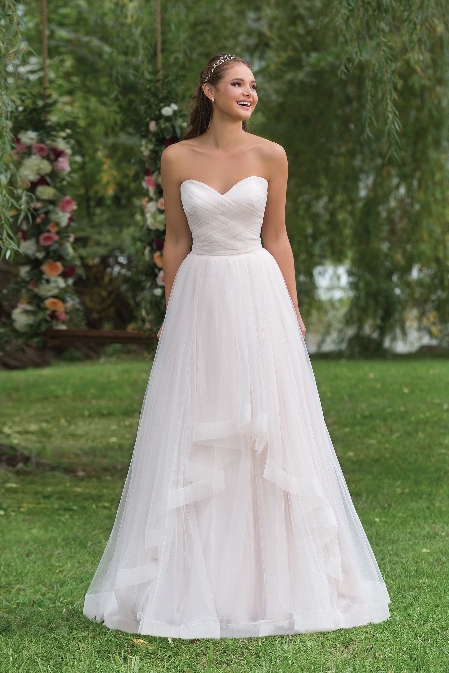 Sweetheart Gowns Style 6158 Basket Weave Bodice with Tiered Tulle Skirt