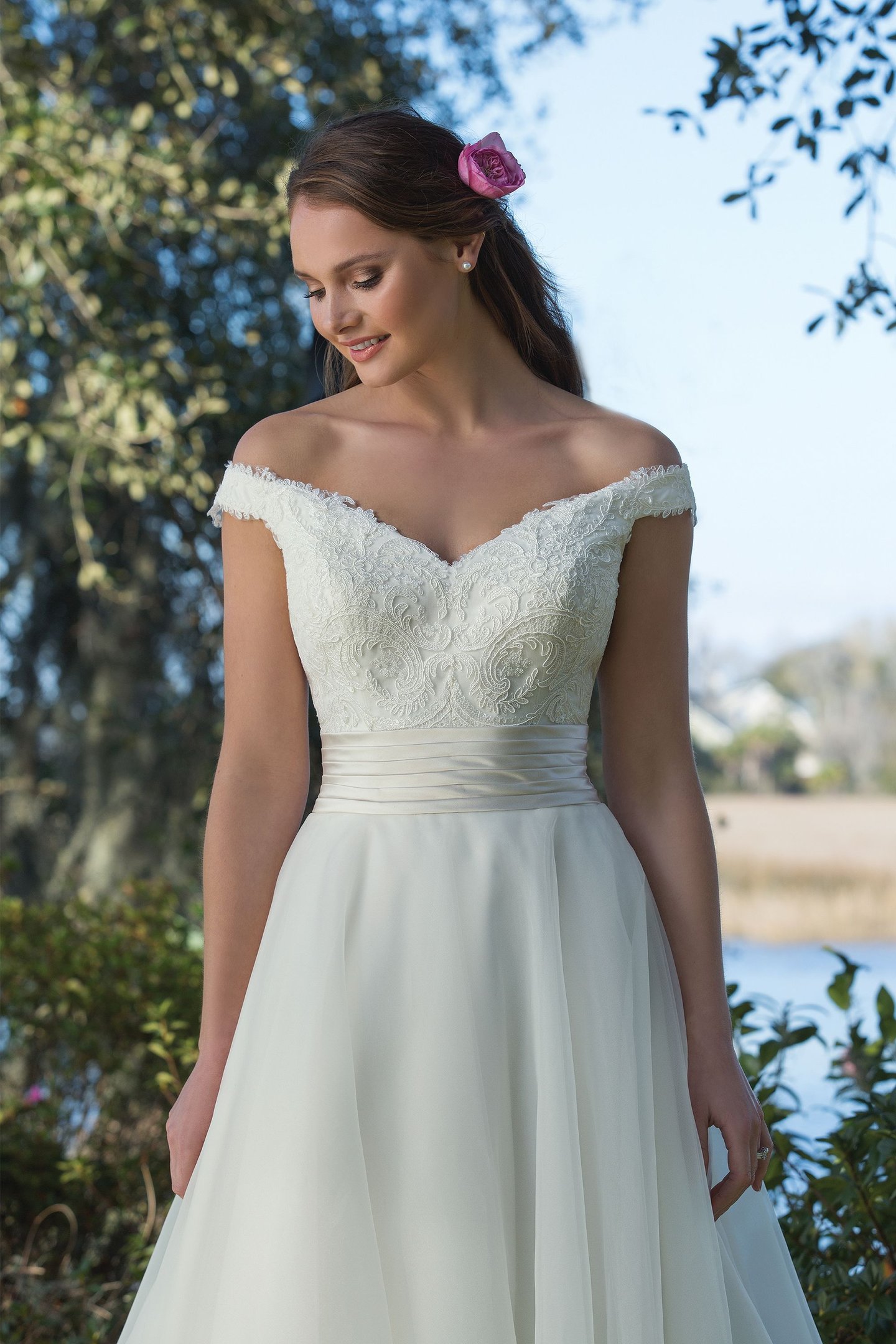 Sweetheart Gowns Style 6189 Off the Shoulder Lace Ball Gown with Organza Skirt
