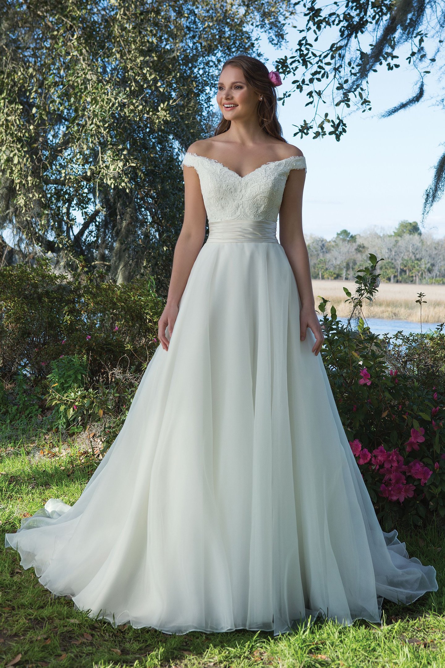 Sweetheart Gowns Style 6189 Off the Shoulder Lace Ball Gown with Organza Skirt