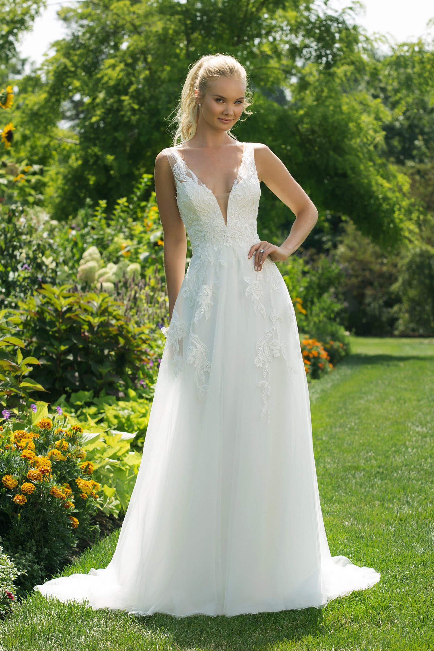 Sweetheart Gowns Style 11006 A-line Gown with Plunging V-neckline and V-Back