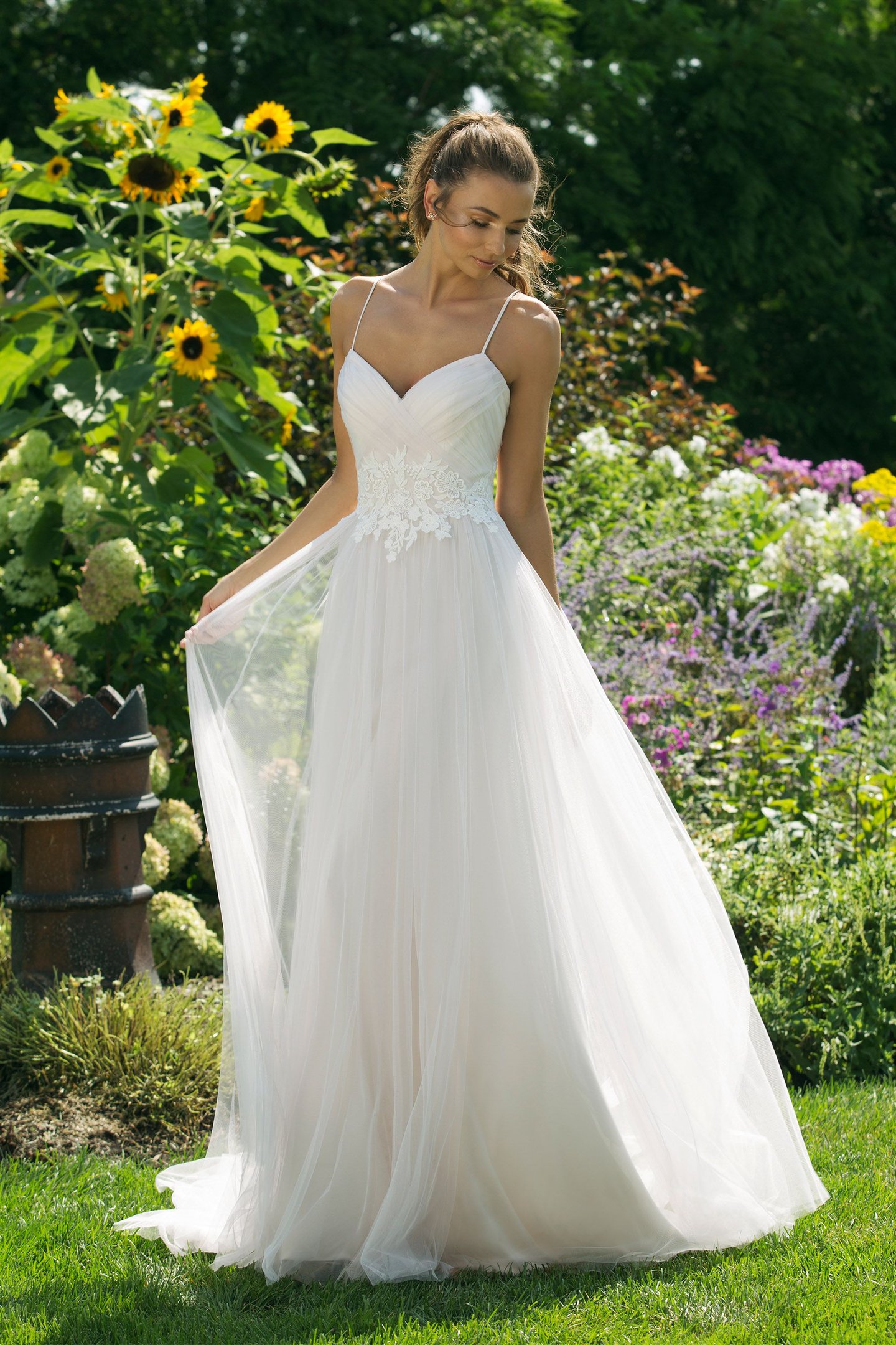 Sweetheart Gowns Style 11019 Slim A-line Tulle Gown with Lace Appliques on Band
