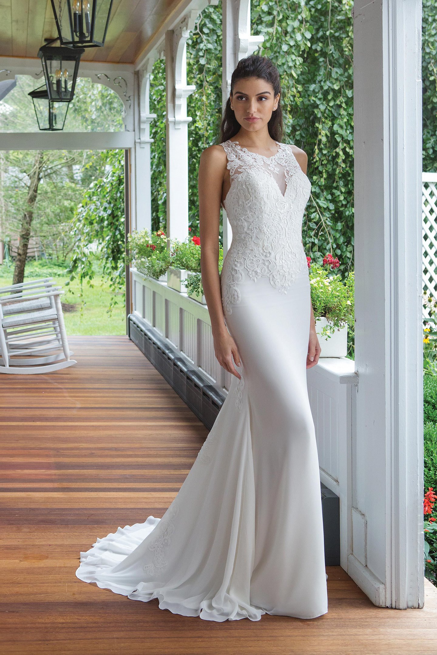 Sweetheart Gowns Style 11055 Fit and Flare Venice Lace and Chiffon Gown with Racer Back Detail