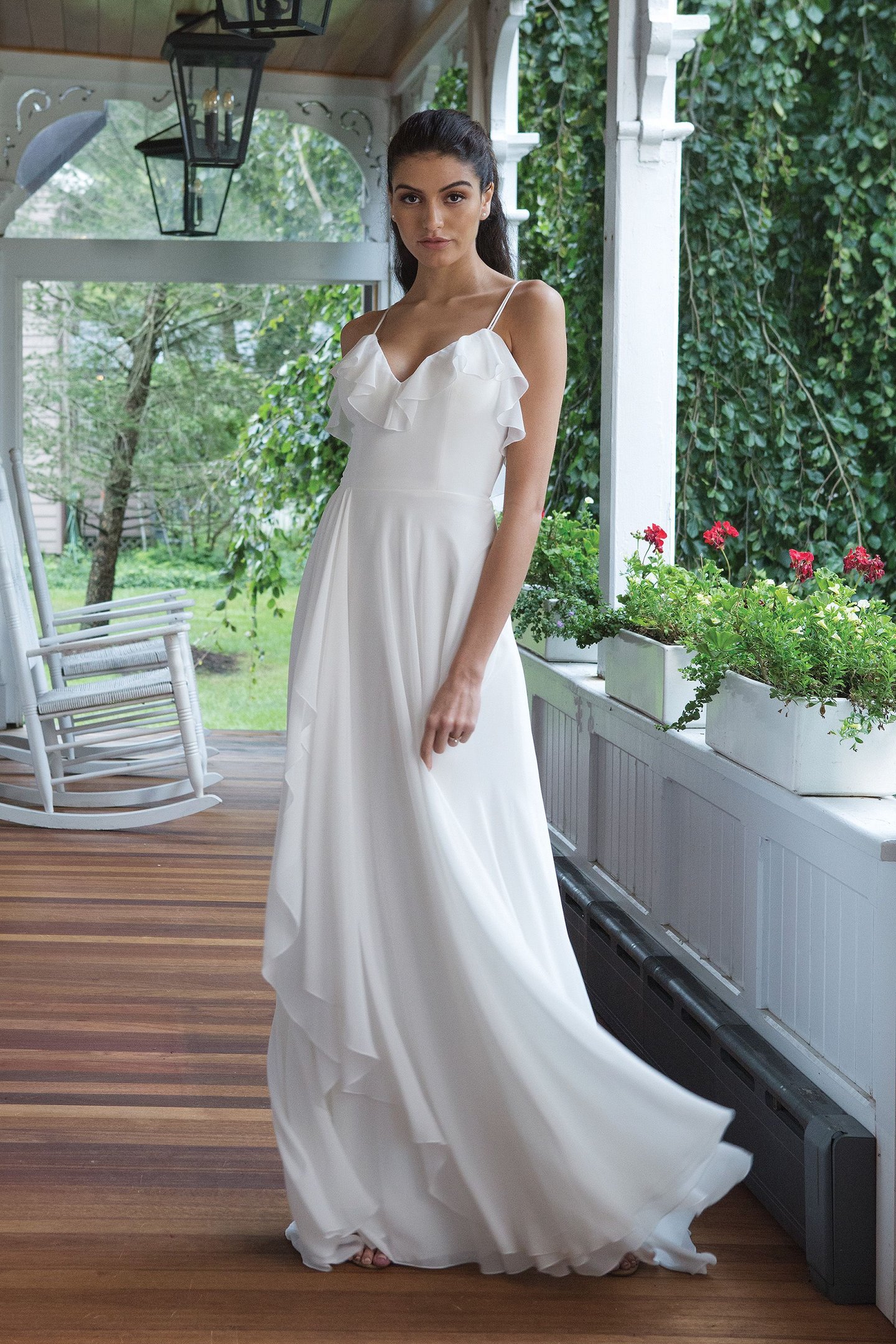 Sweetheart Gowns Style 11060 Ruffled Bikini Neckline with Asymmetrical Ruffle Chiffon Skirt