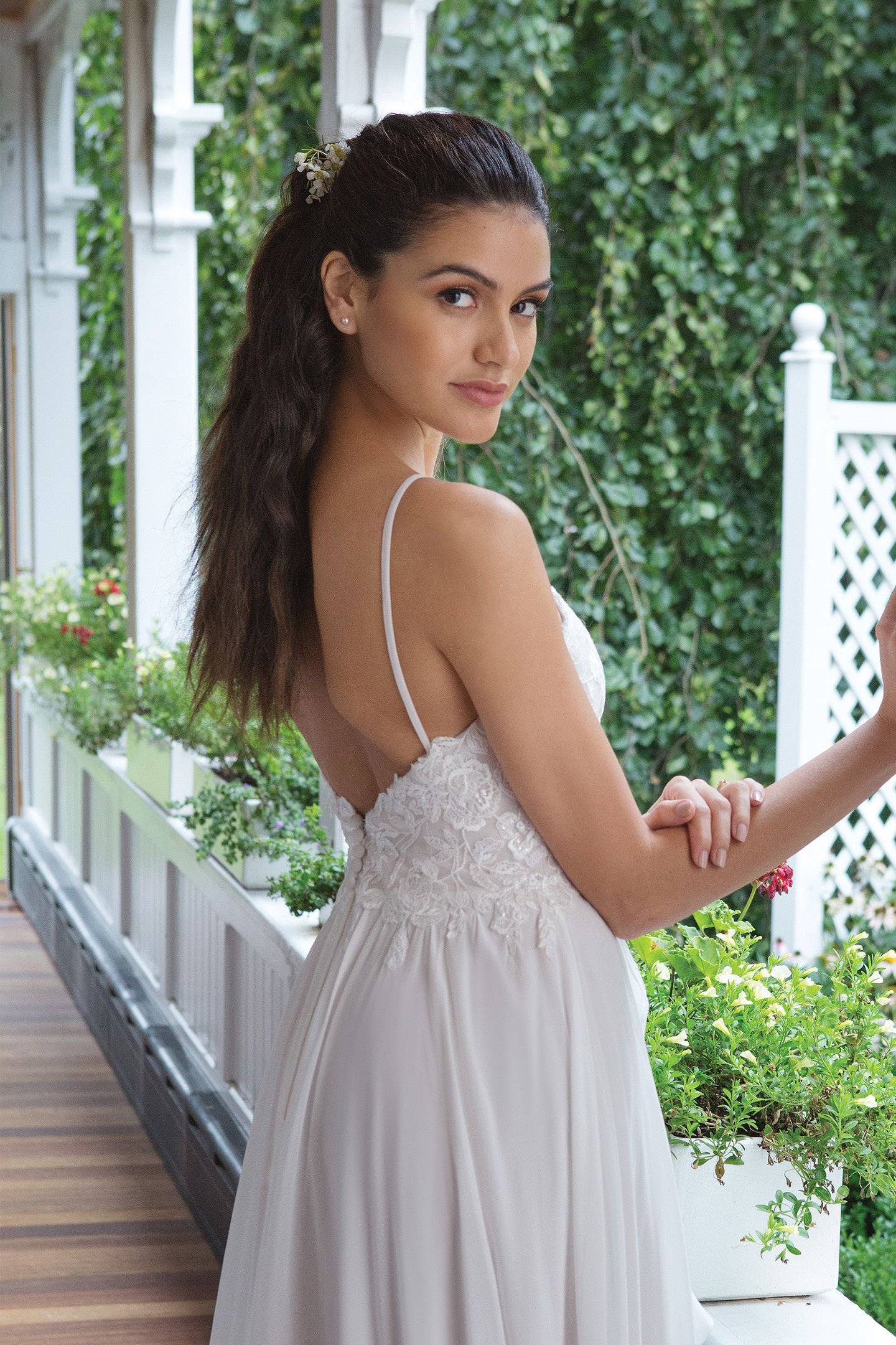 Sweetheart Gowns Style 11074 Slim A-line Chiffon Gown with Sequined Lace Bodice
