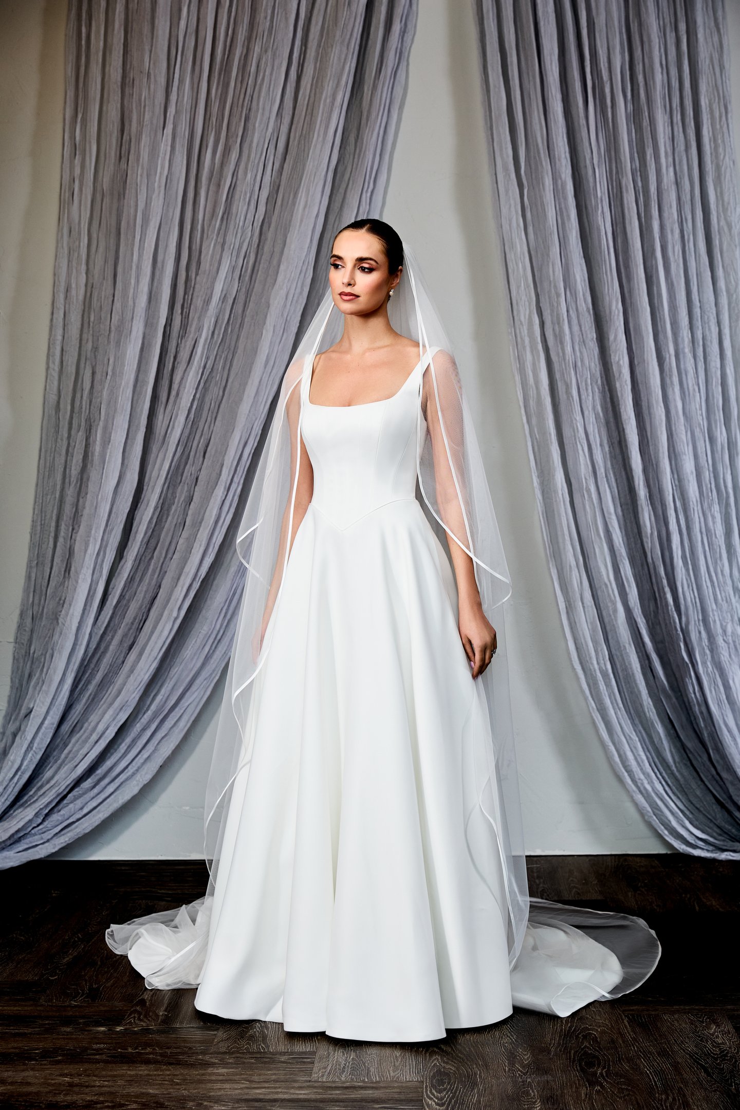 Thanks & Goodluck Style TG1127L120 Cathedral Length Tulle Veil with Satin Edge and Blusher