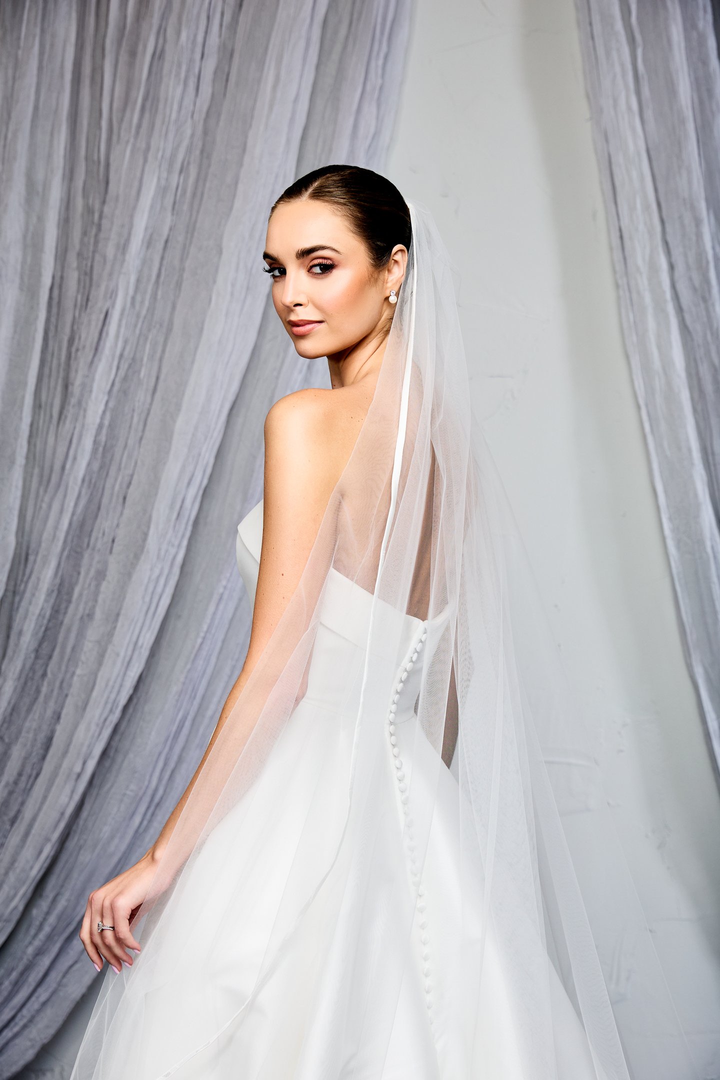 Thanks & Goodluck Style TG1128L120 Cathedral Length Veil with Brocade Edging Along the Hem