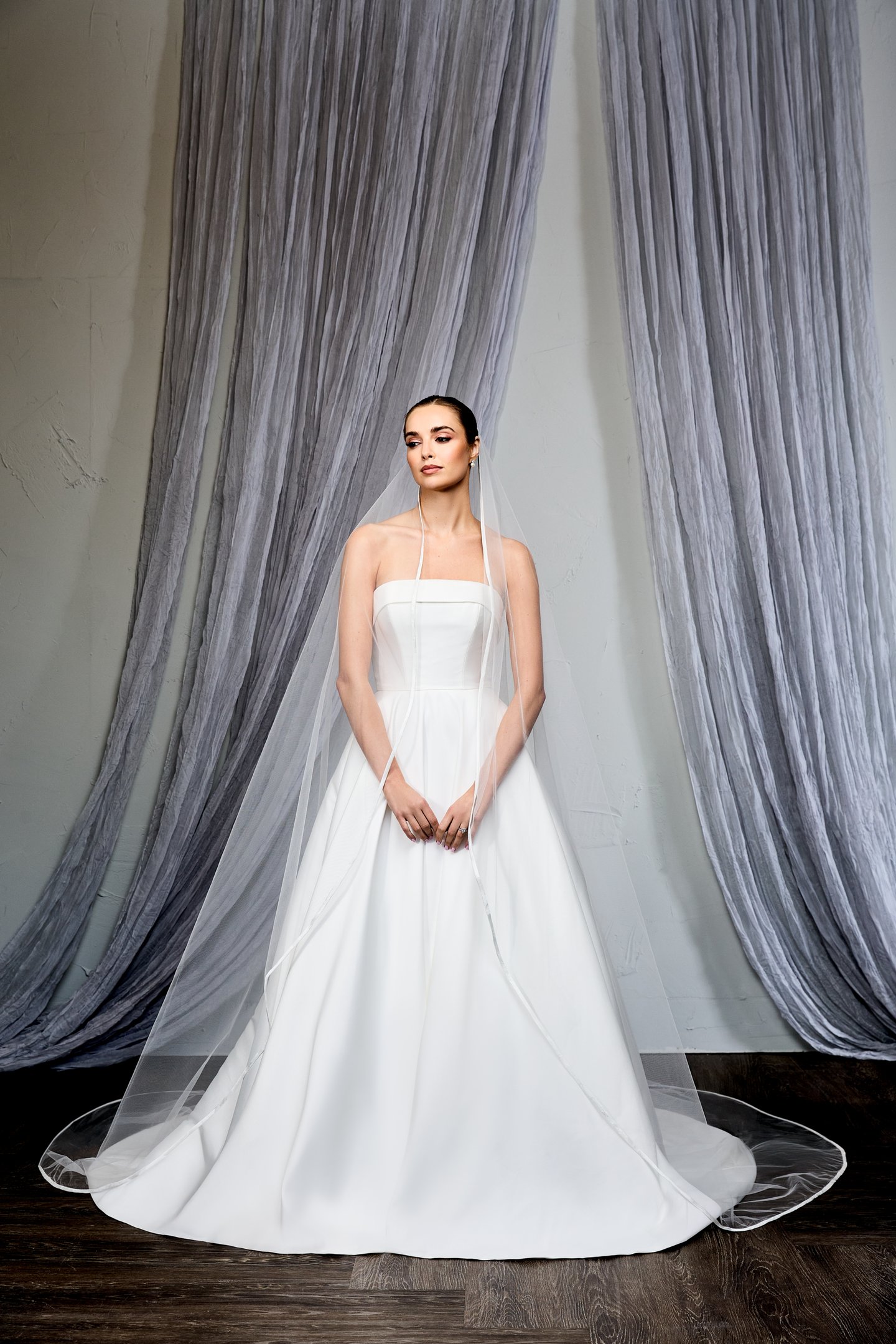 Thanks & Goodluck Style TG1128L120 Cathedral Length Veil with Brocade Edging Along the Hem