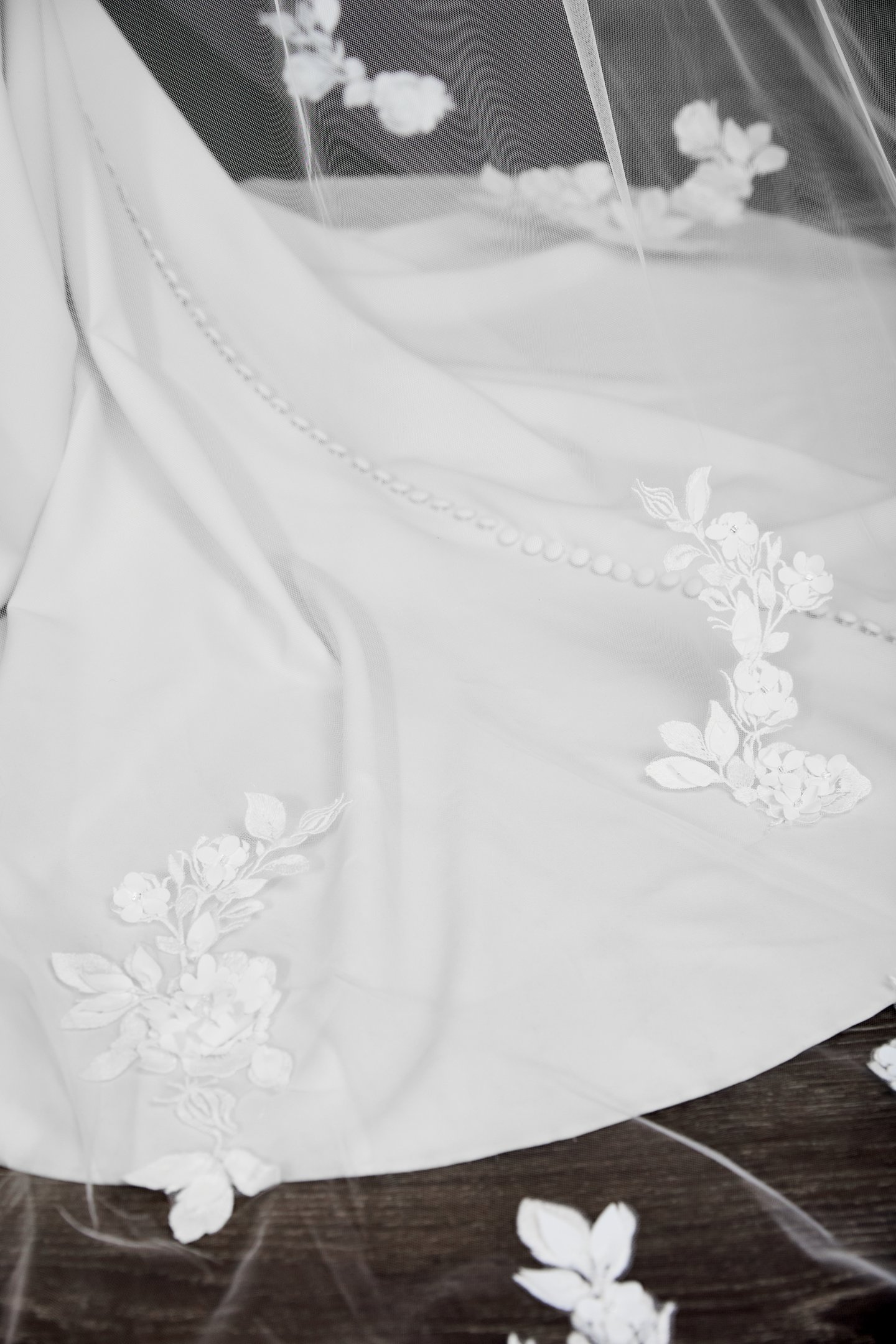 Thanks & Goodluck Style TG1130L120 Cathedral Length Veil with 3D Lace Appliqués