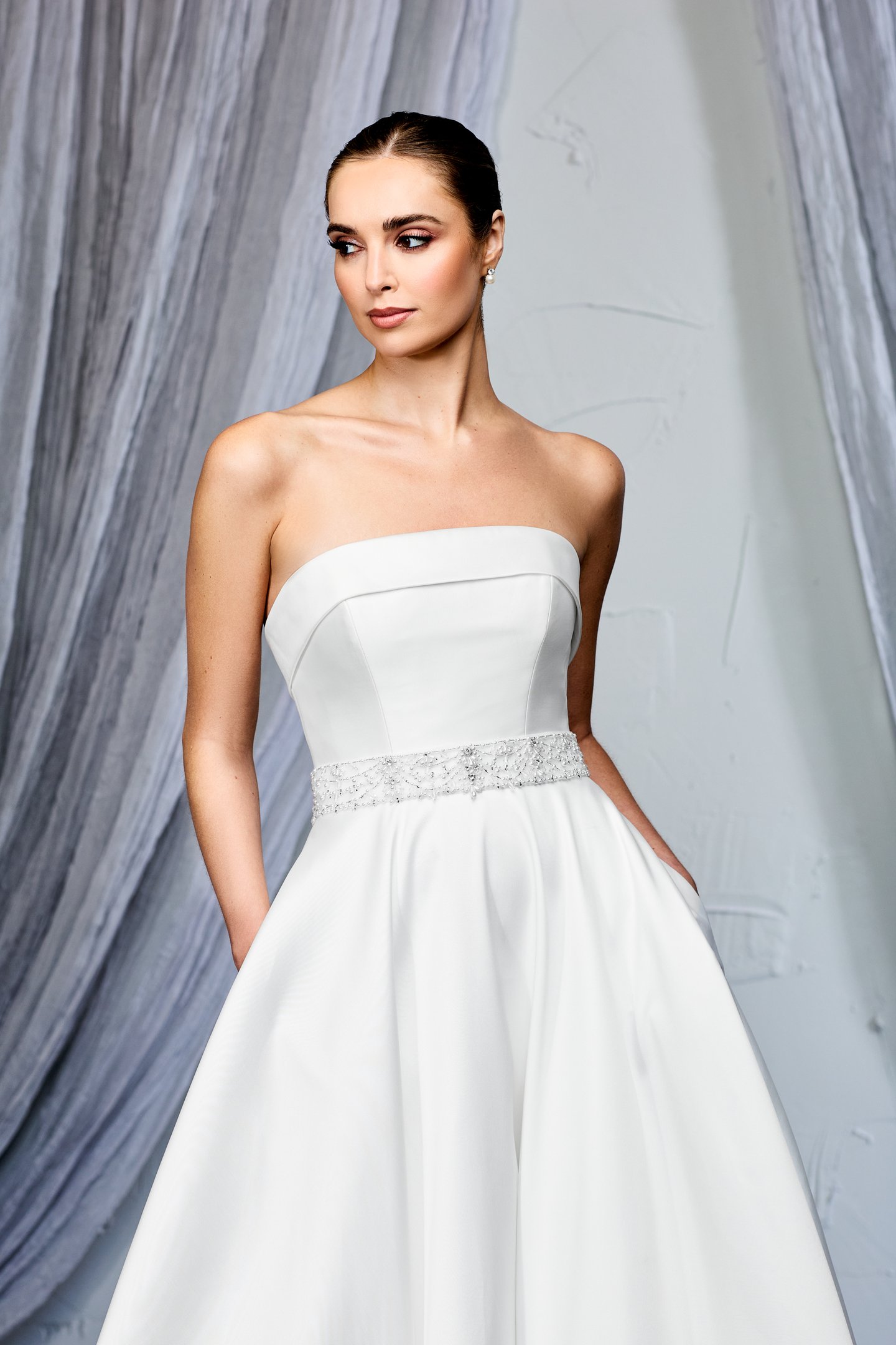 Thanks & Goodluck Style TG1145 Wide Tonal Beaded Belt with Pearls and Crystals