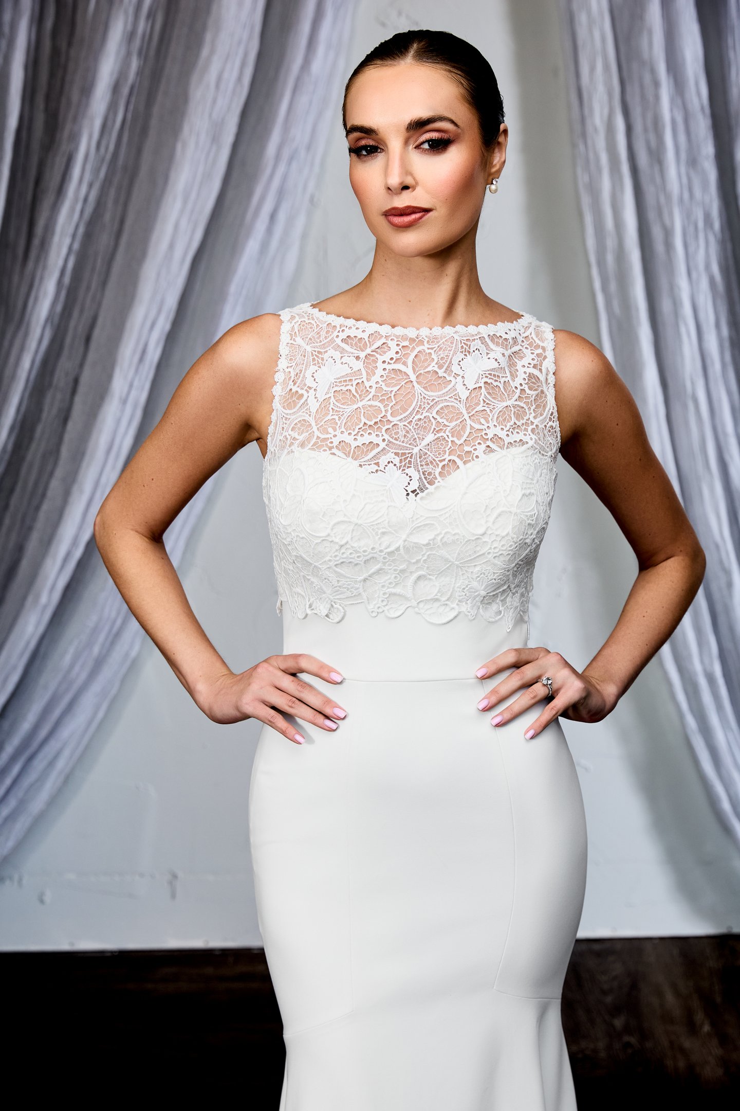 Thanks & Goodluck Style TG1150 Butterfly Venice Lace Sleeveless Jacket with Sabrina Neckline