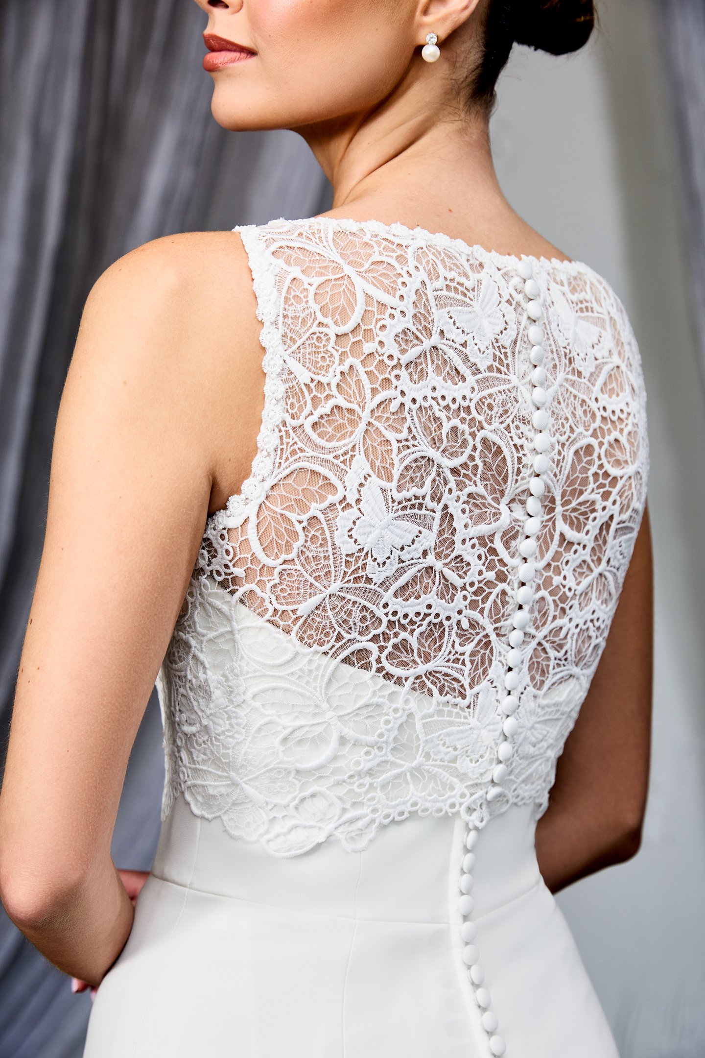 Thanks & Goodluck Style TG1150 Butterfly Venice Lace Sleeveless Jacket with Sabrina Neckline