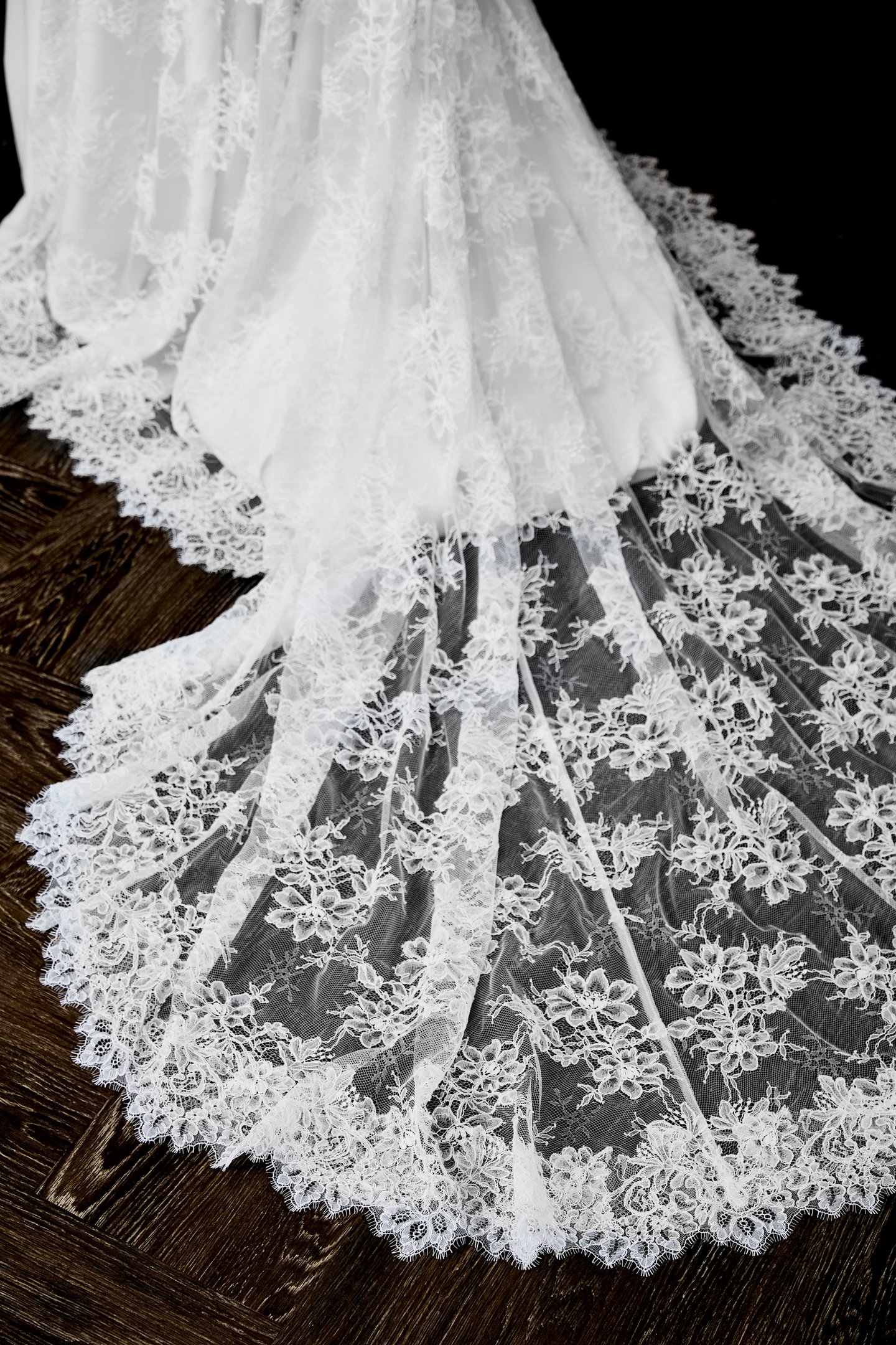 Thanks & Goodluck Style TG1156 Allover Chantilly Lace Robe Style Jacket with Chapel Length Train