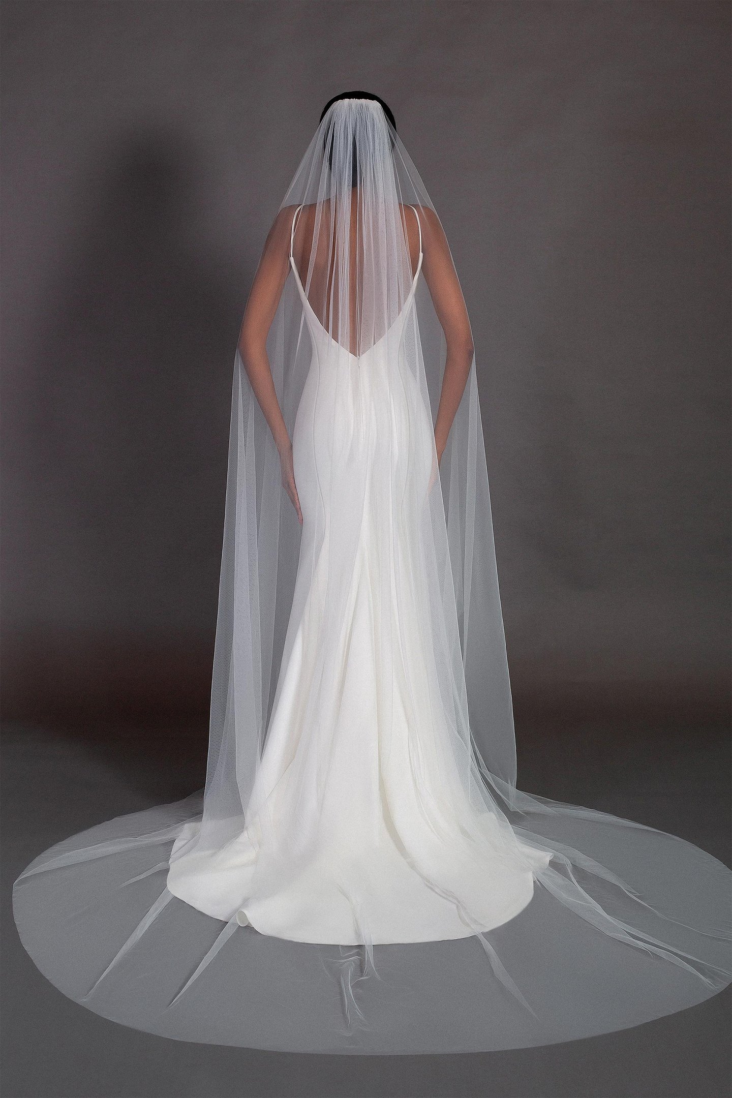 Thanks & Goodluck Style TG1000L110 Soft Tulle Cathedral Length Veil with Raw Edge