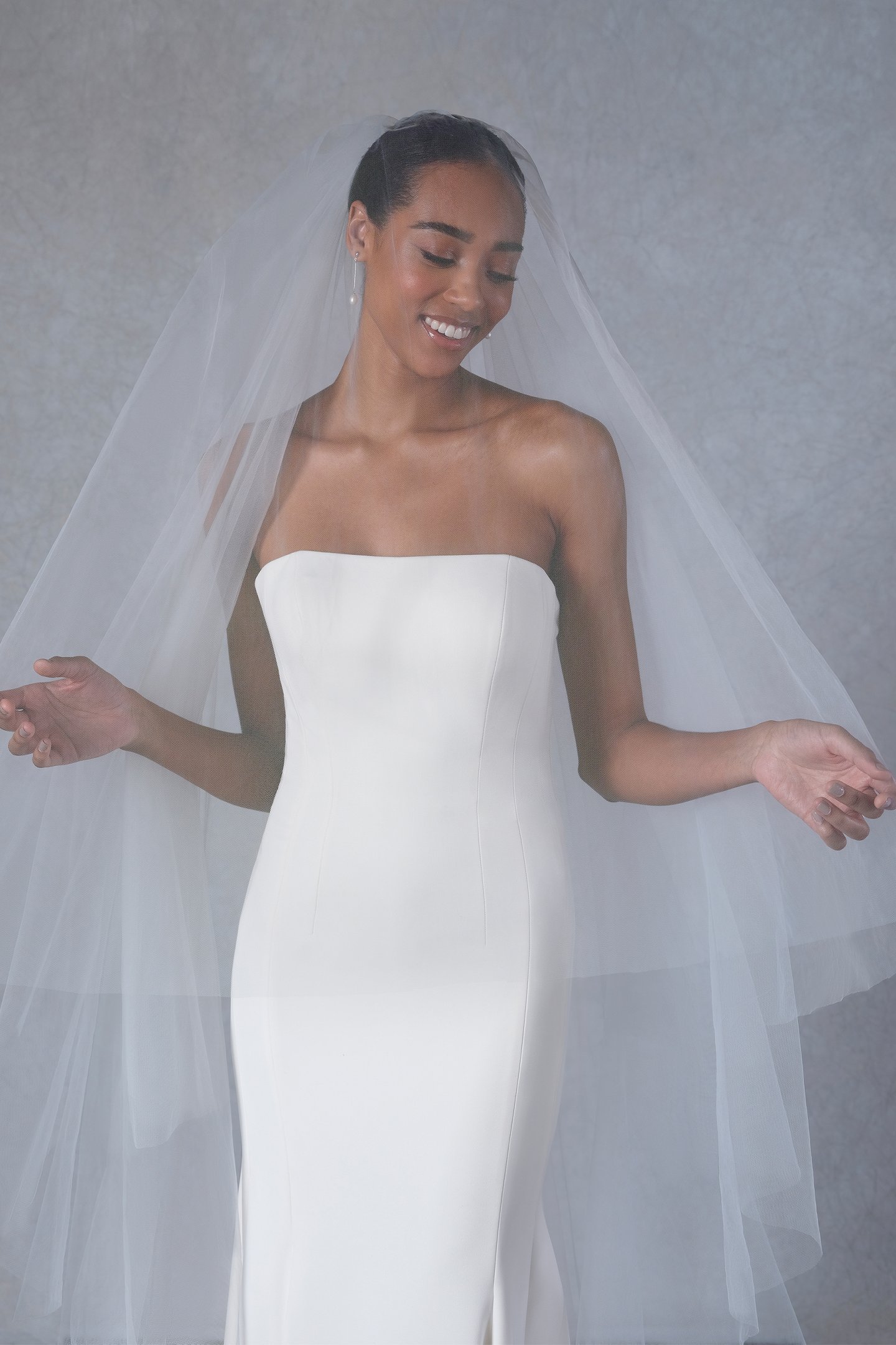 Thanks & Goodluck Style TG1025L120 Cathedral Length Raw Edge Veil with Blusher