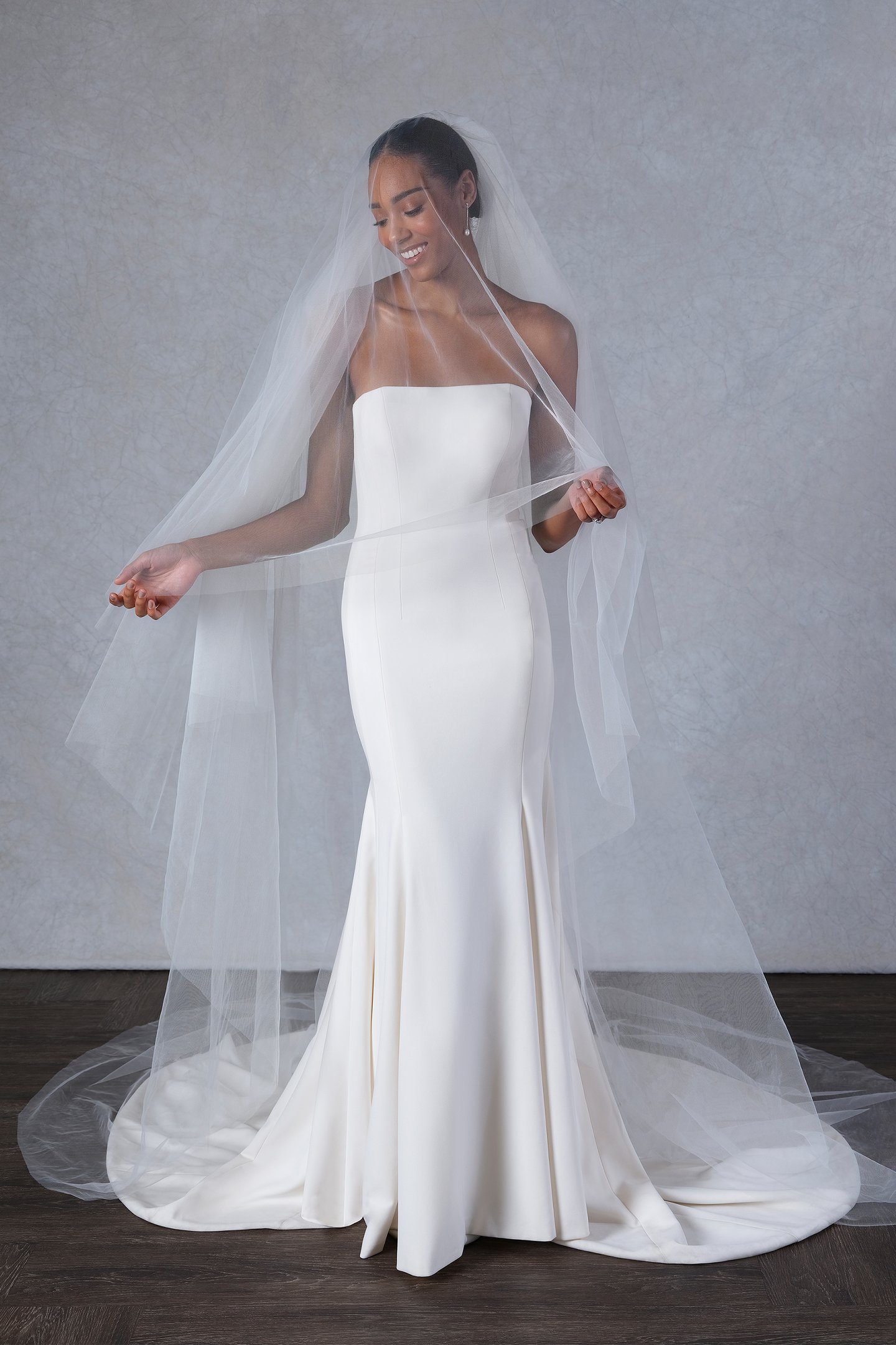 Thanks & Goodluck Style TG1025L120 Cathedral Length Raw Edge Veil with Blusher
