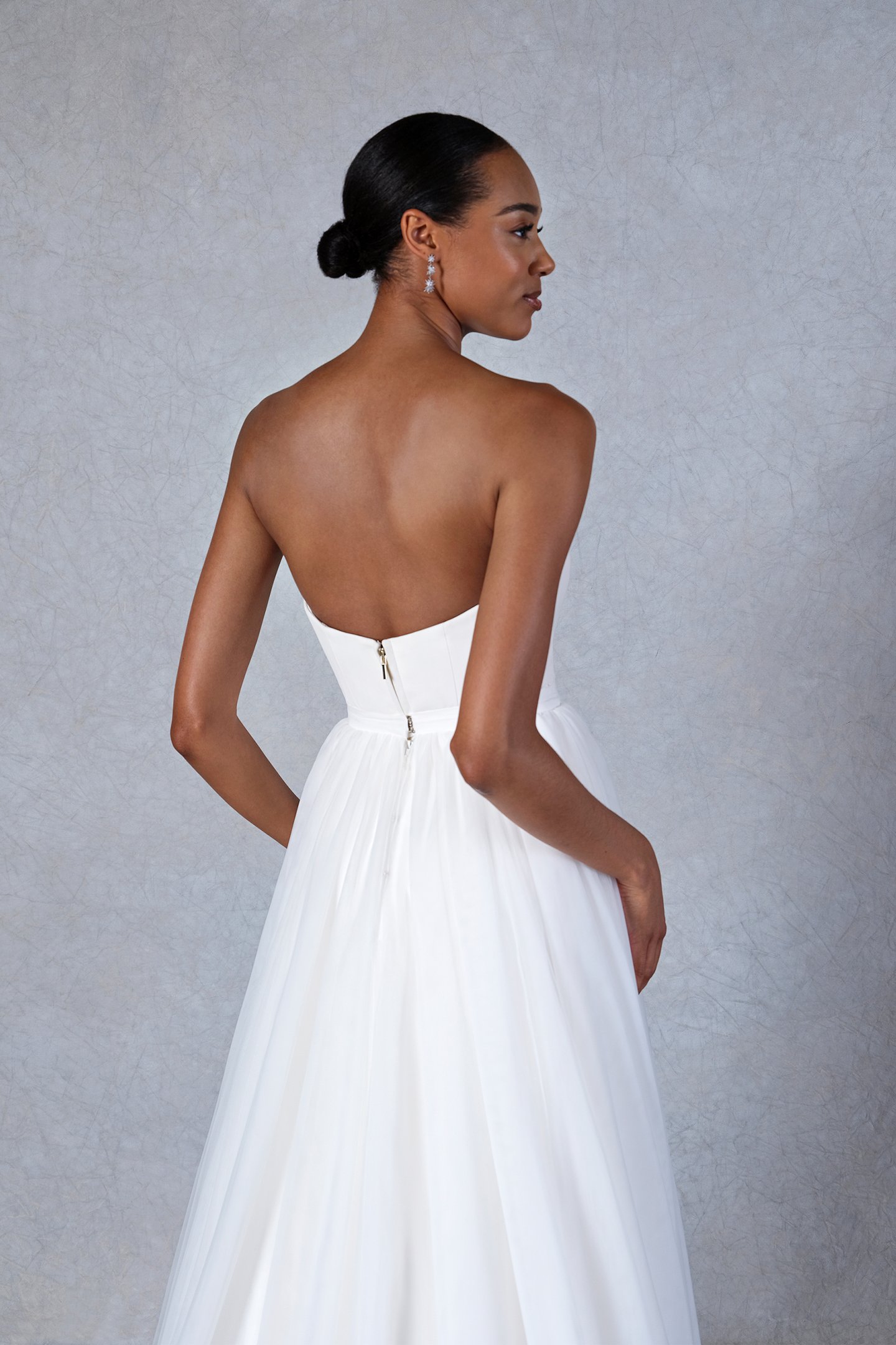 Thanks & Goodluck Style TG1034 Gathered Tulle Overskirt with Chapel Length Train