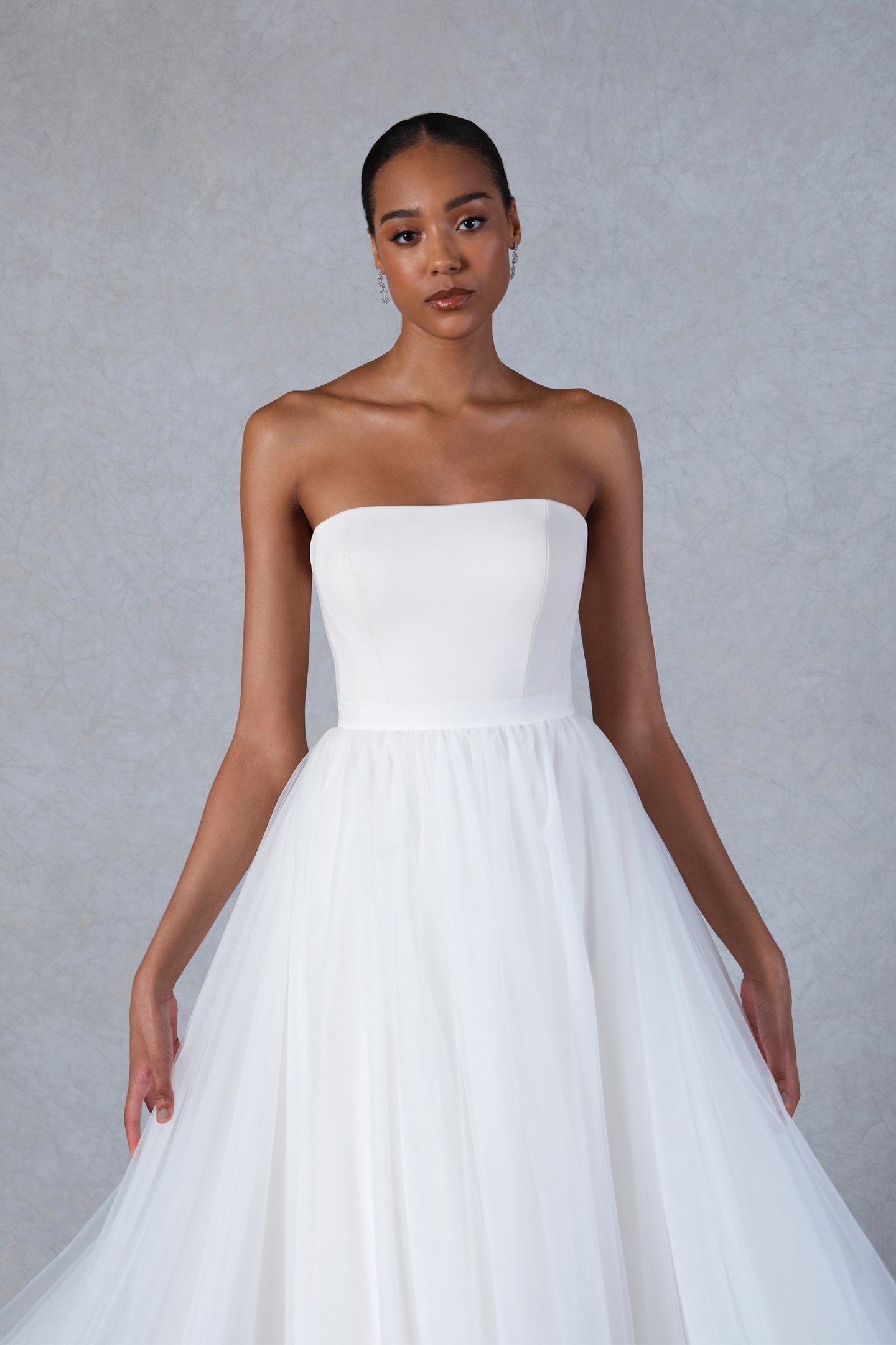 Thanks & Goodluck Style TG1034 Gathered Tulle Overskirt with Chapel Length Train