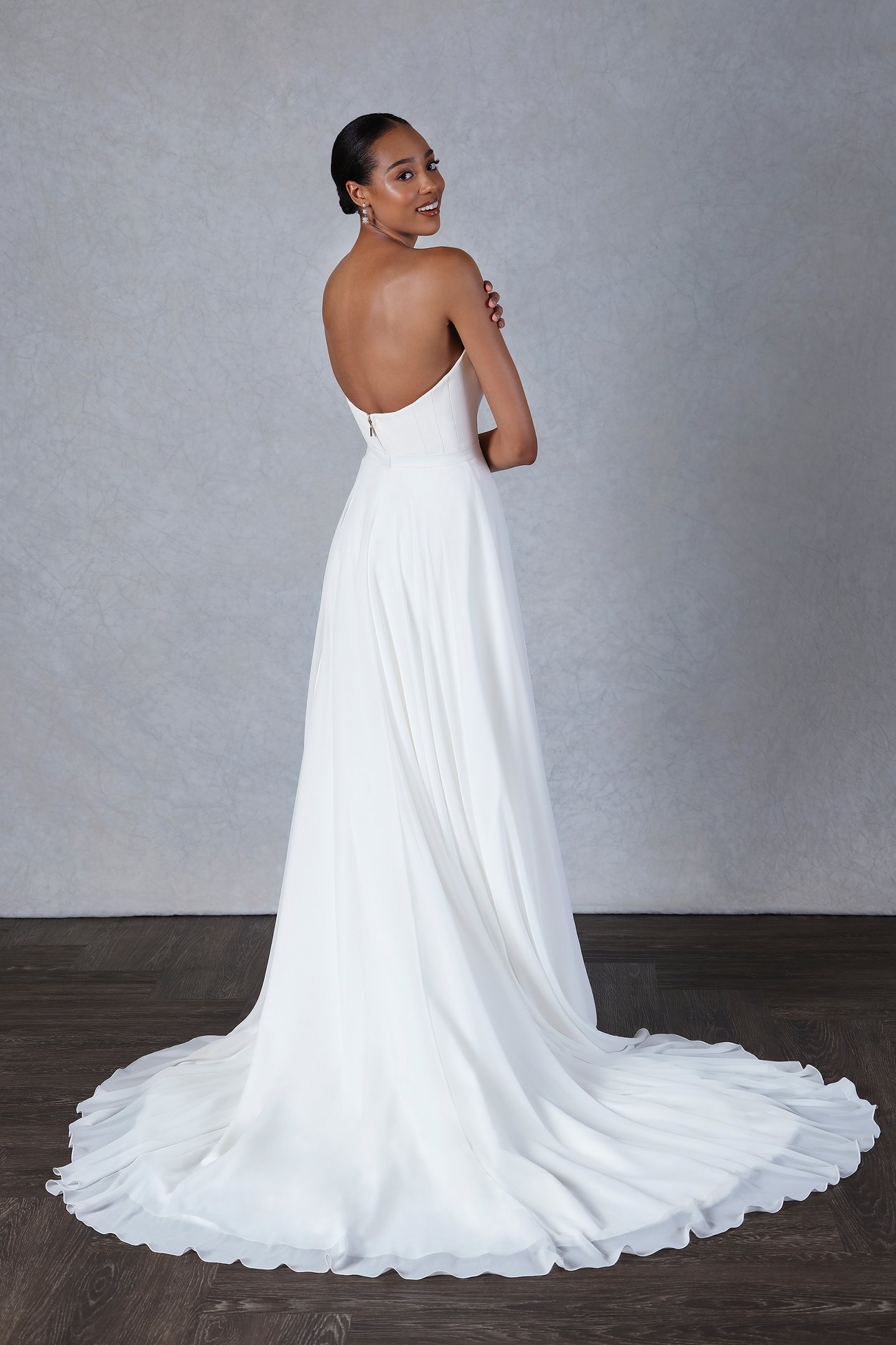 Thanks & Goodluck Style TG1036 Chiffon Overskirt with Chapel Length Train