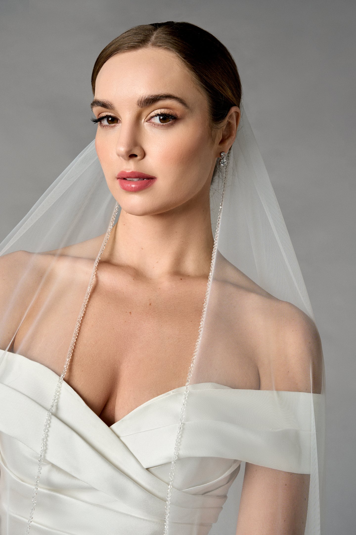 Thanks & Goodluck Style TG1106L060 Waltz Length Tulle Veil with Crystal Beaded Edge