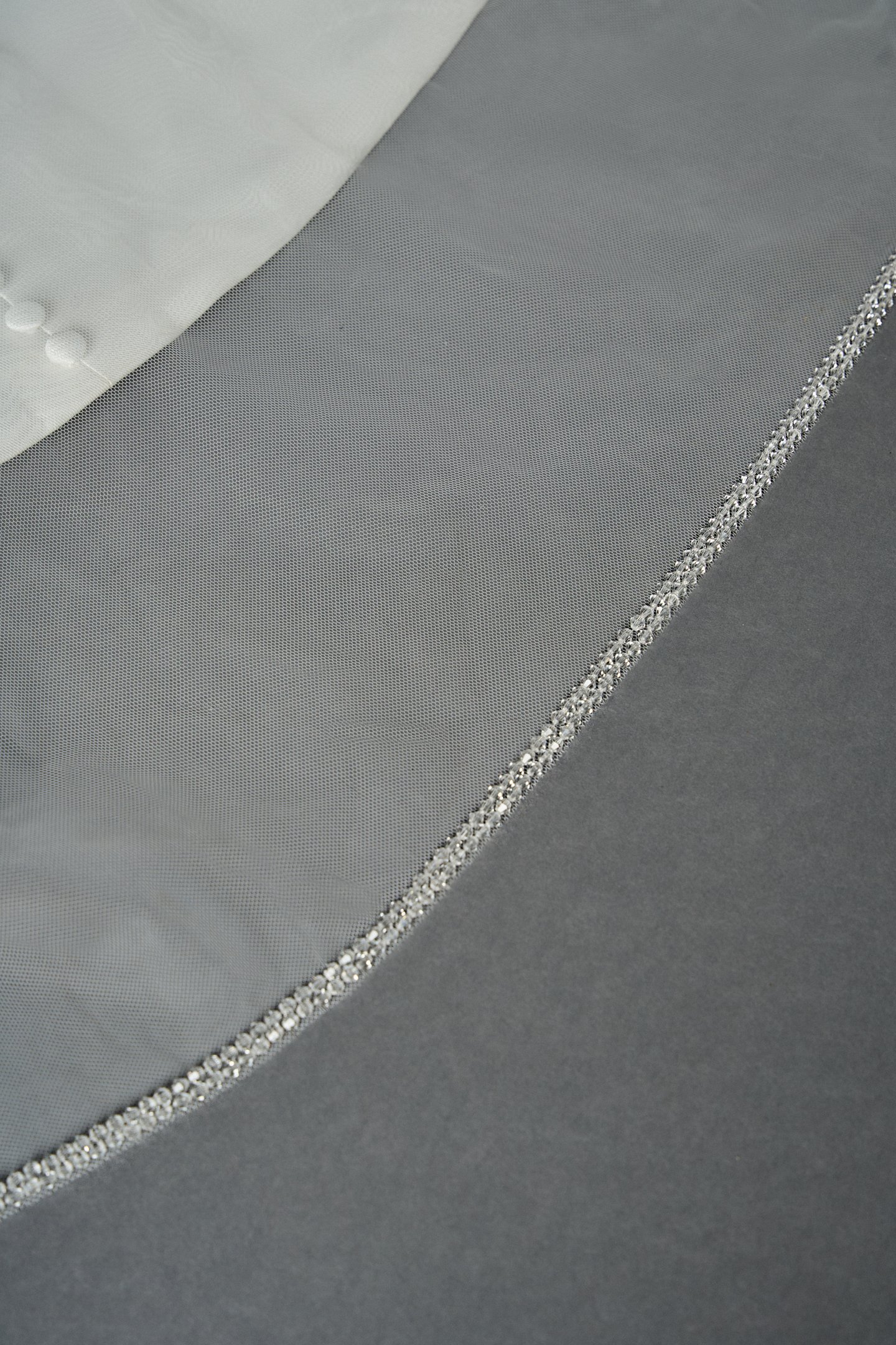 Thanks & Goodluck Style TG1107L110 Cathedral Length Tulle Veil with Double Layer of Crystal Beaded Edge