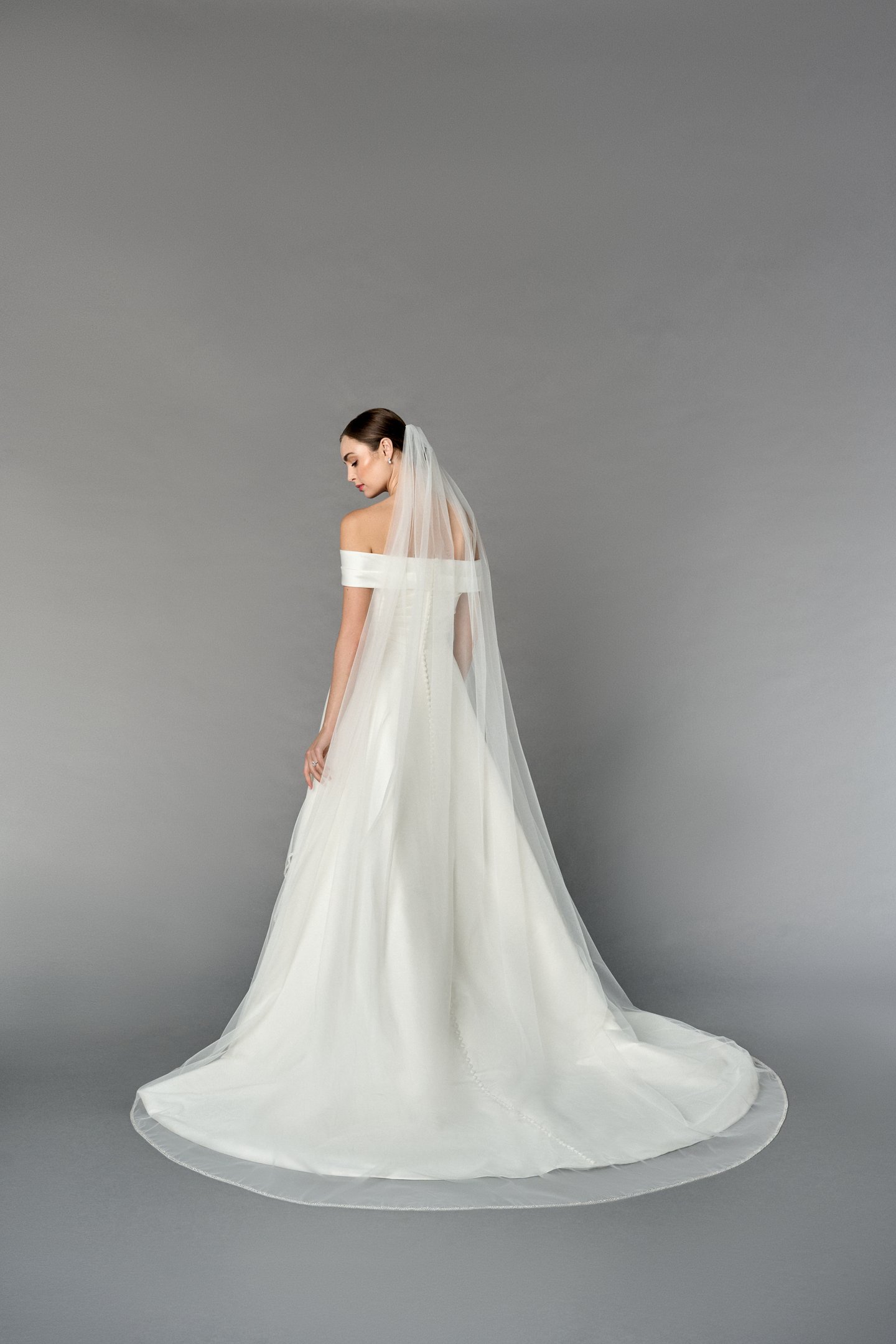 Thanks & Goodluck Style TG1107L110 Cathedral Length Tulle Veil with Double Layer of Crystal Beaded Edge