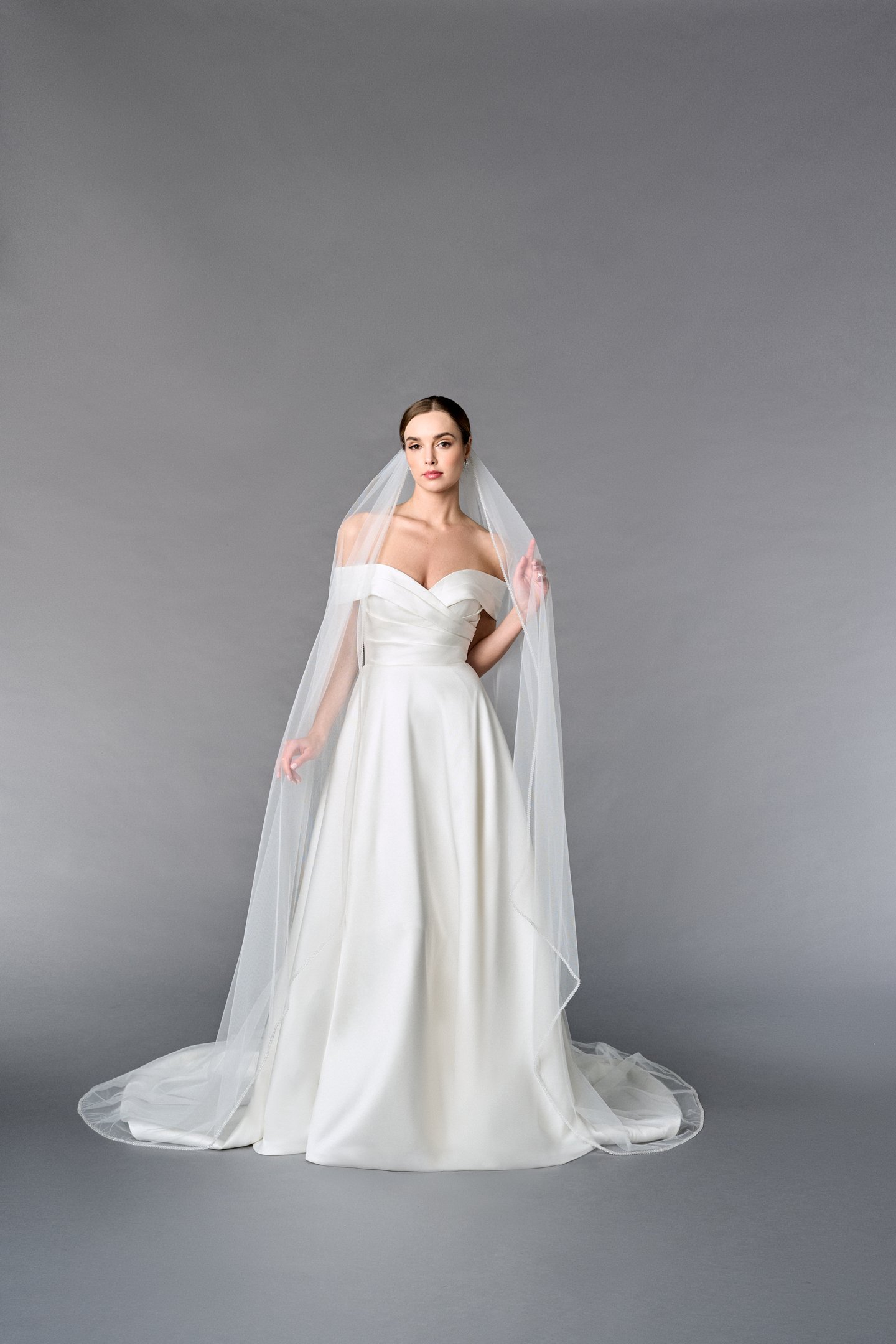 Thanks & Goodluck Style TG1107L110 Cathedral Length Tulle Veil with Double Layer of Crystal Beaded Edge