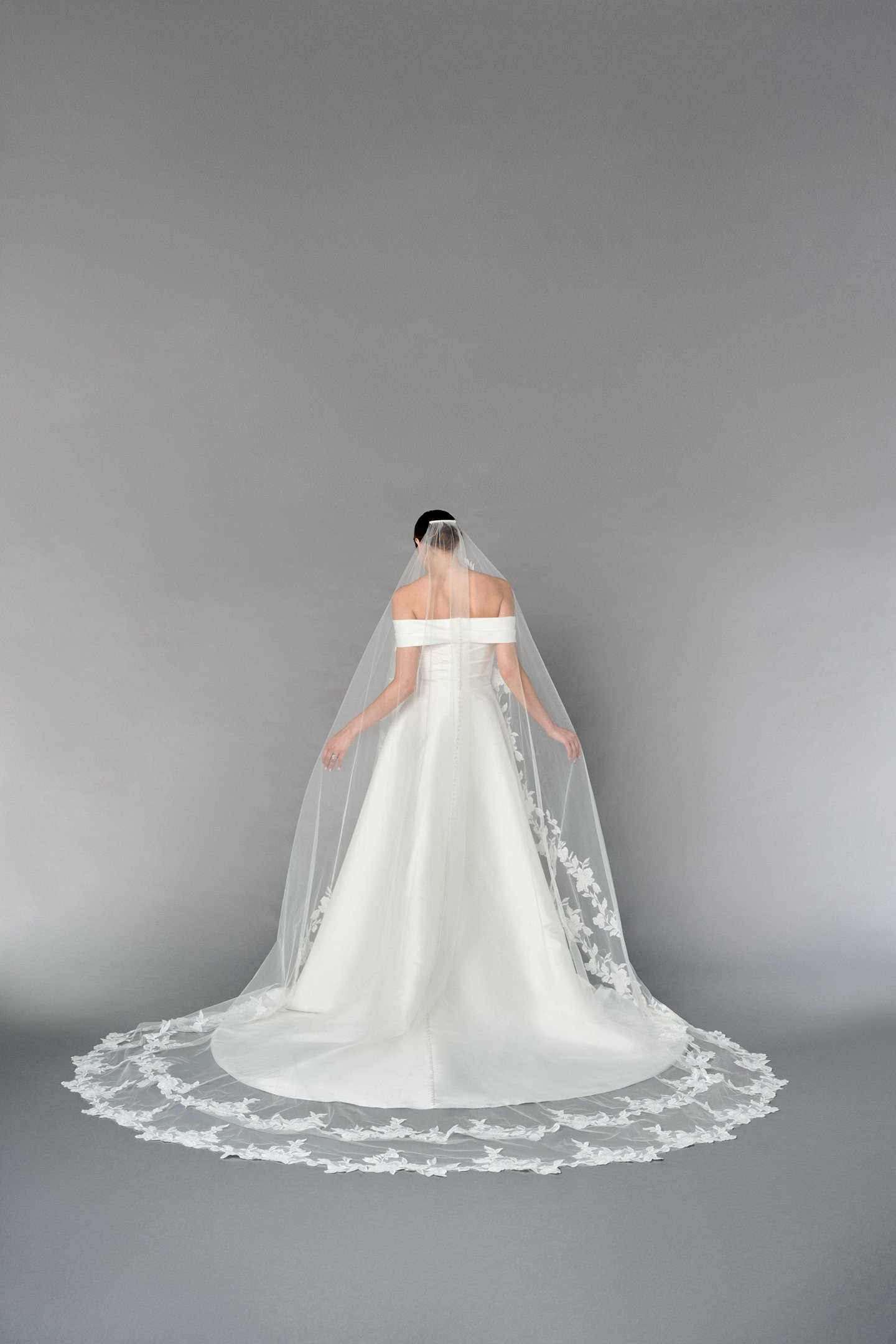 Thanks & Goodluck Style TG1112L115 Cathedral Length Tulle Veil with Sparkling Sequined Lace Appliqués
