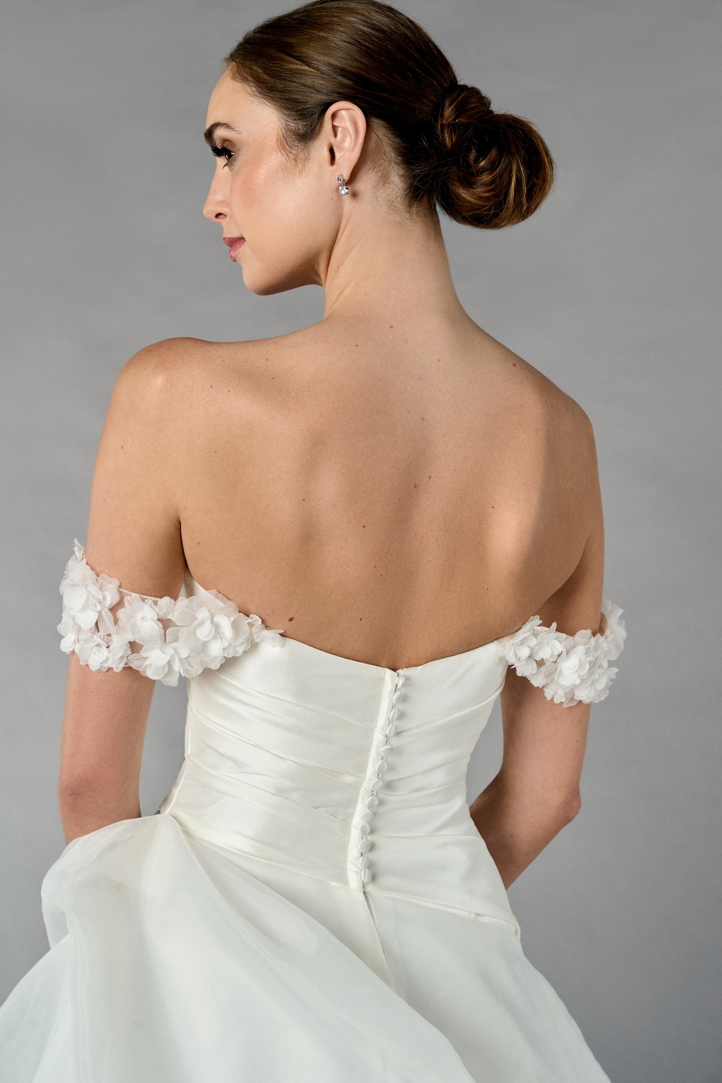 Thanks & Goodluck Style TG1120 Detachable Off-The-Shoulder Straps with 3D Chiffon & Organza Flowers