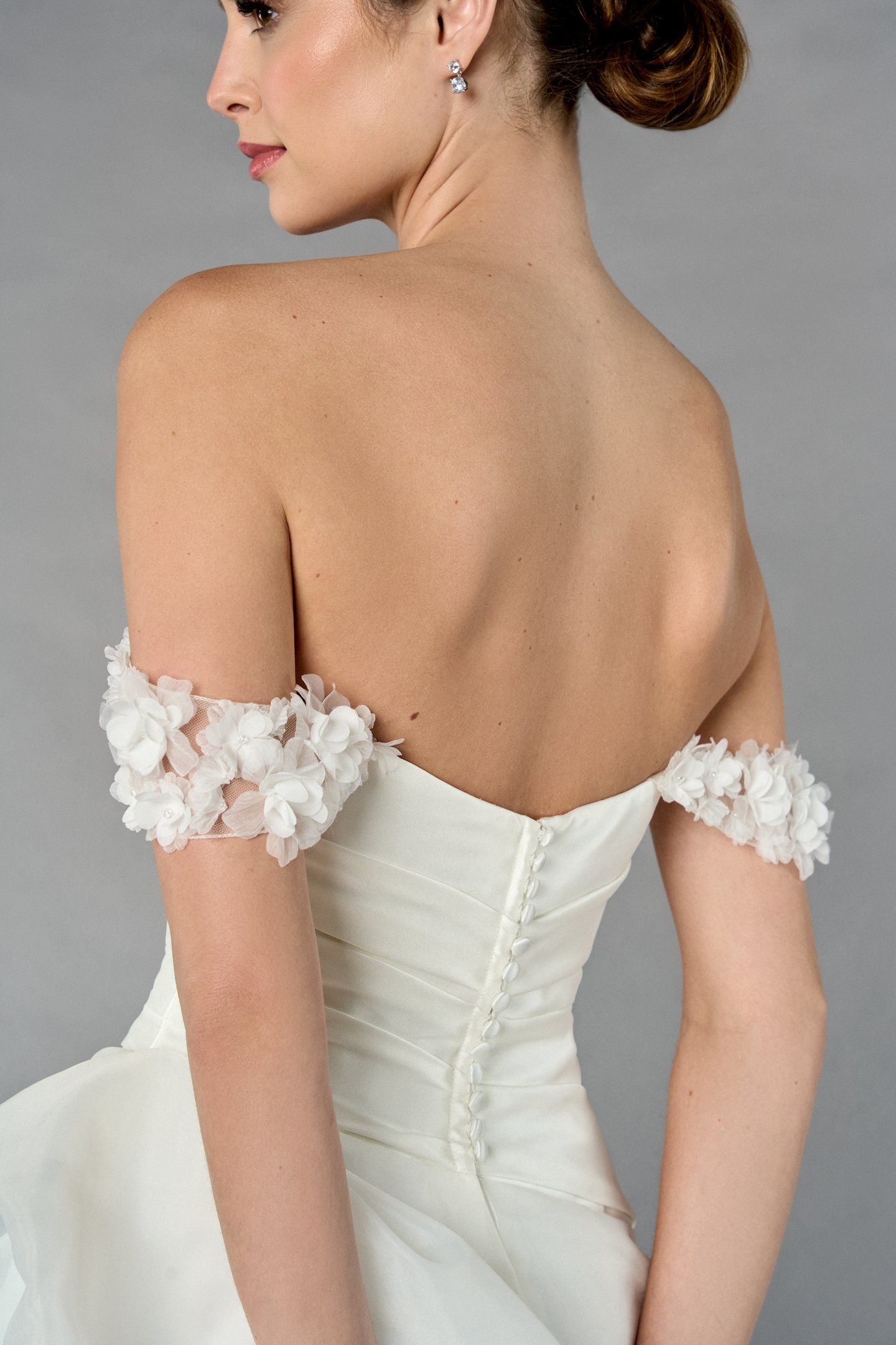 Thanks & Goodluck Style TG1120 Detachable Off-The-Shoulder Straps with 3D Chiffon & Organza Flowers