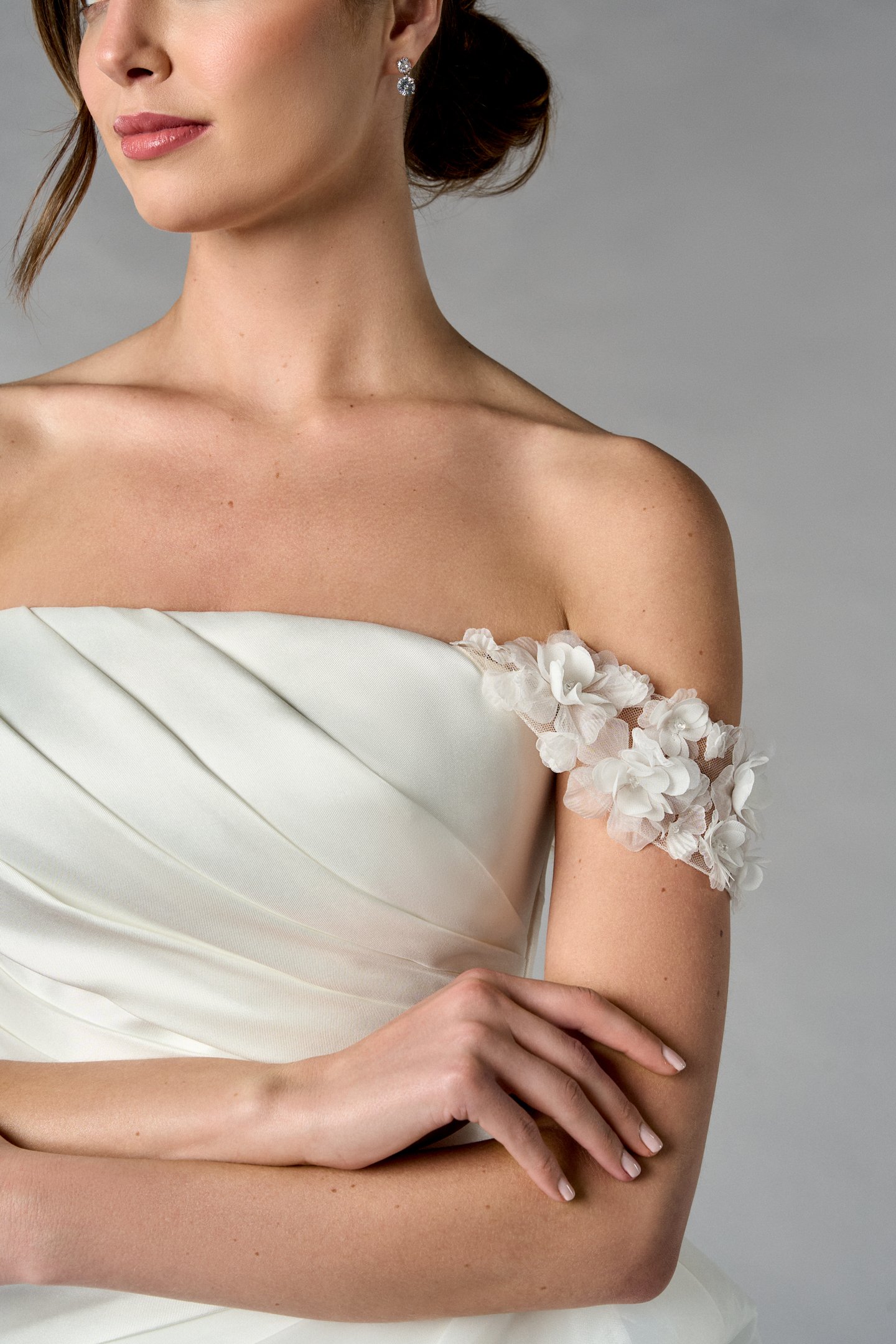 Thanks & Goodluck Style TG1120 Detachable Off-The-Shoulder Straps with 3D Chiffon & Organza Flowers