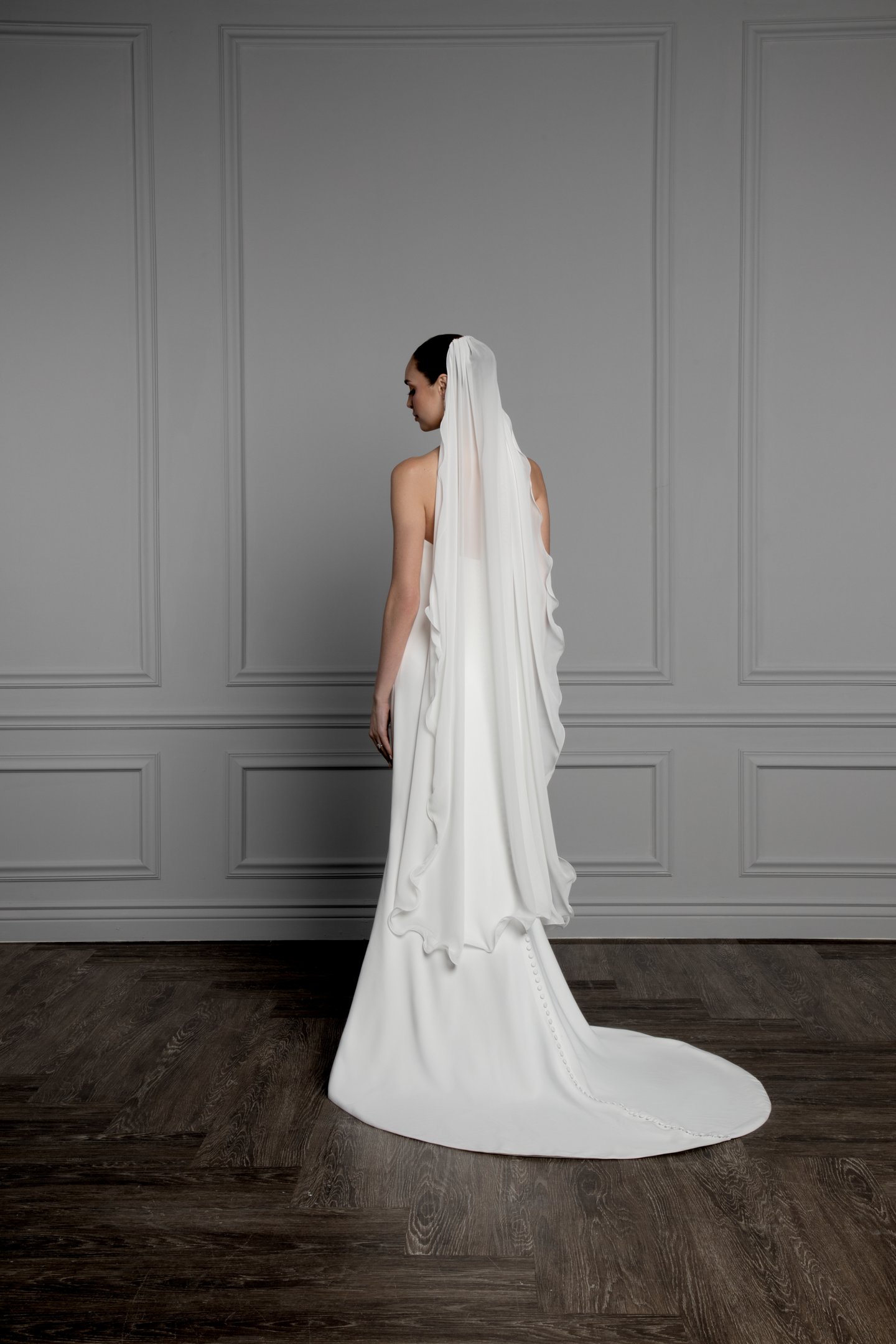 Thanks & Goodluck Style TG1161L060 Waltz Length Chiffon Veil with Merrowed Edge