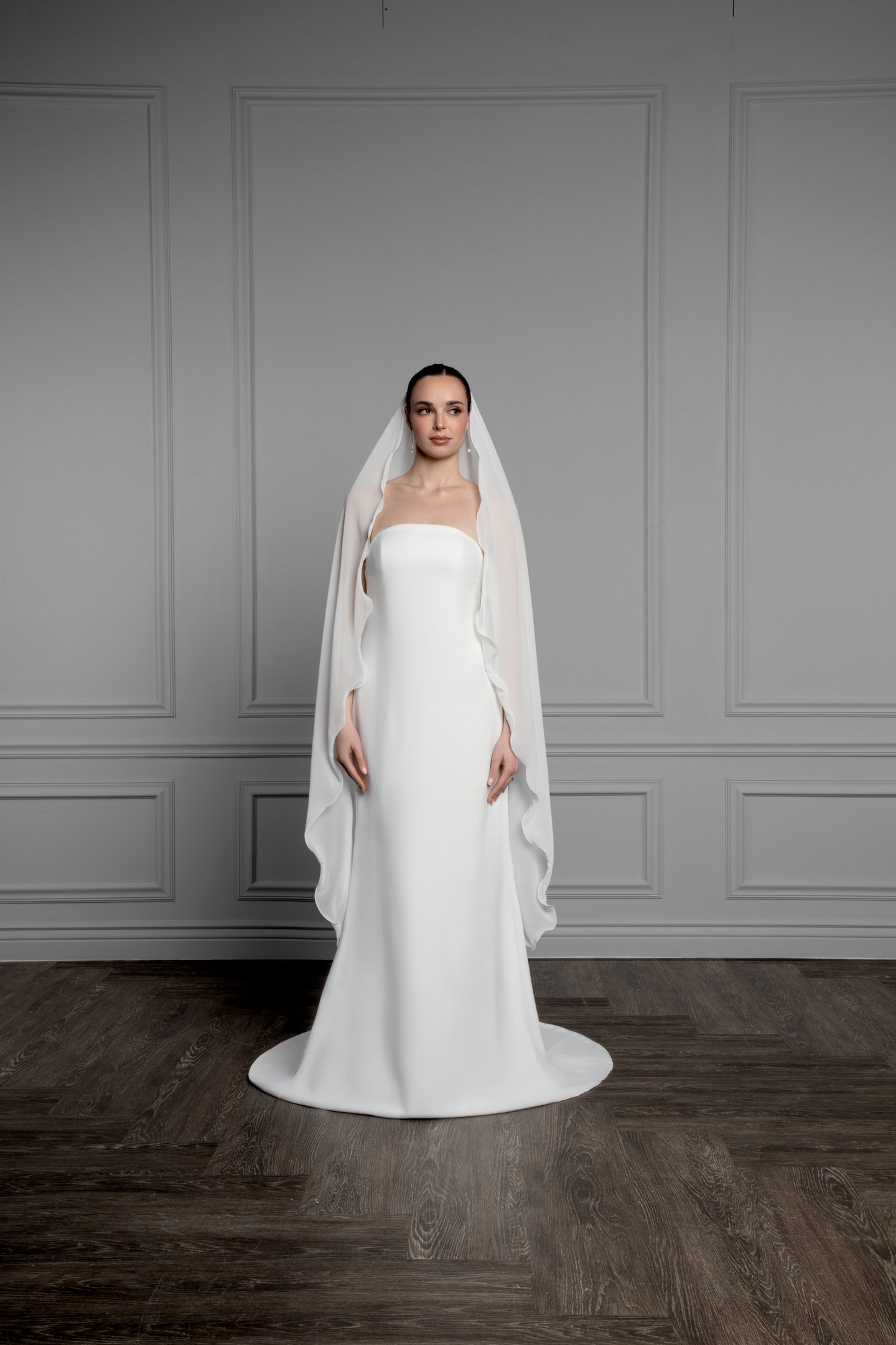Thanks & Goodluck Style TG1161L060 Waltz Length Chiffon Veil with Merrowed Edge
