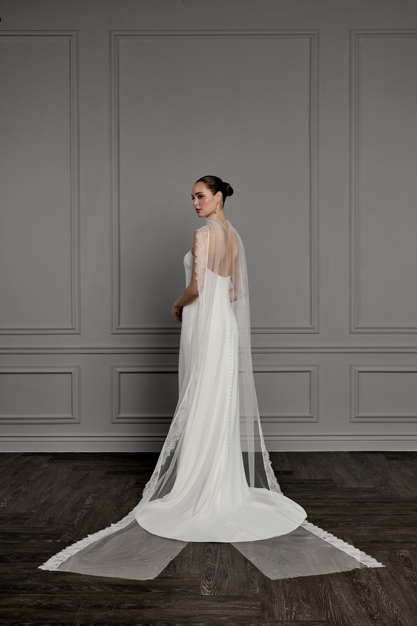 Thanks & Goodluck Style TG1167 Soft Tulle Neck Scarf with a Chantilly Hem Edge and Delicate Trim