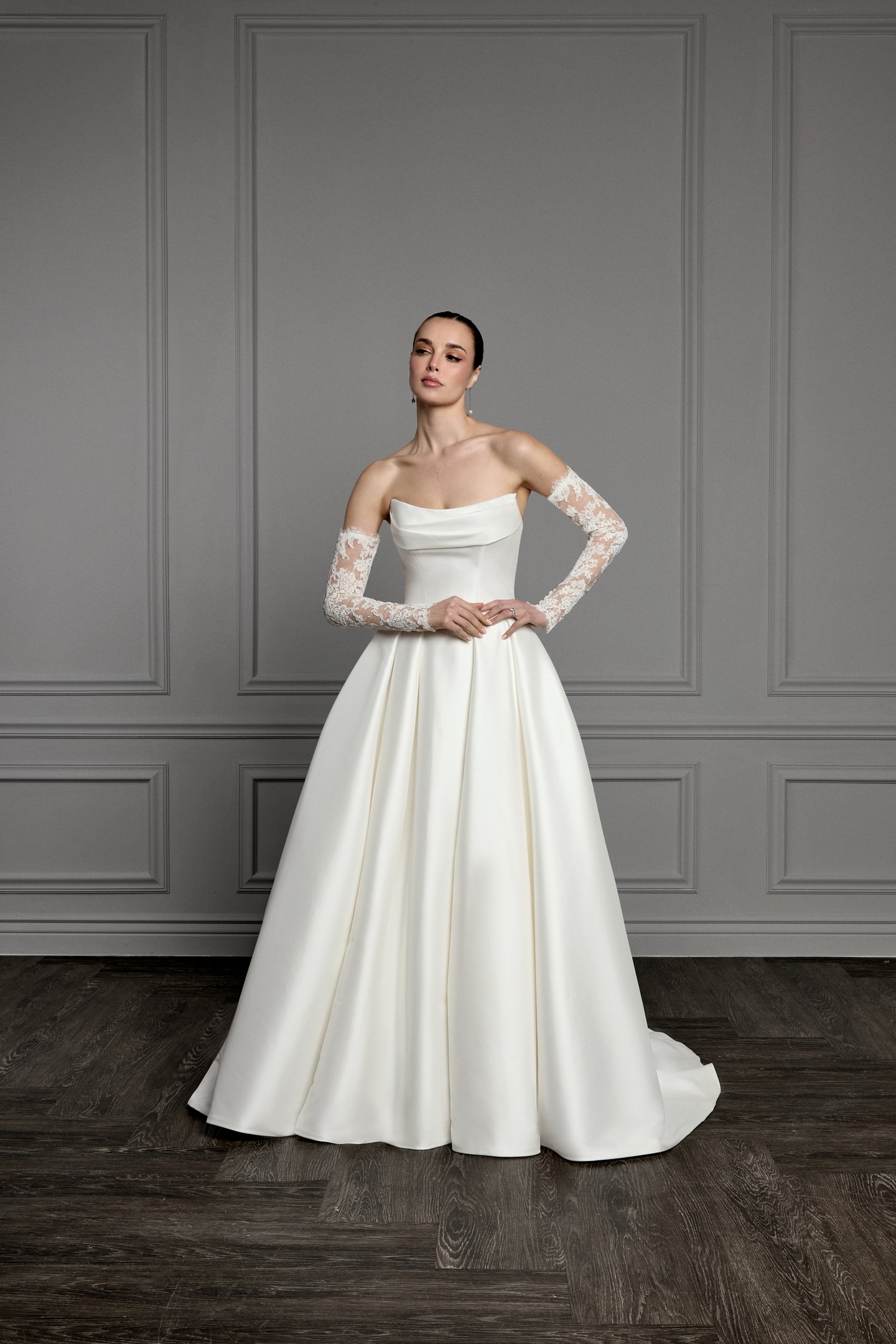Thanks & Goodluck Style TG1169 Off-the-Shoulder Corded Alençon Allover Lace Long Sleeves