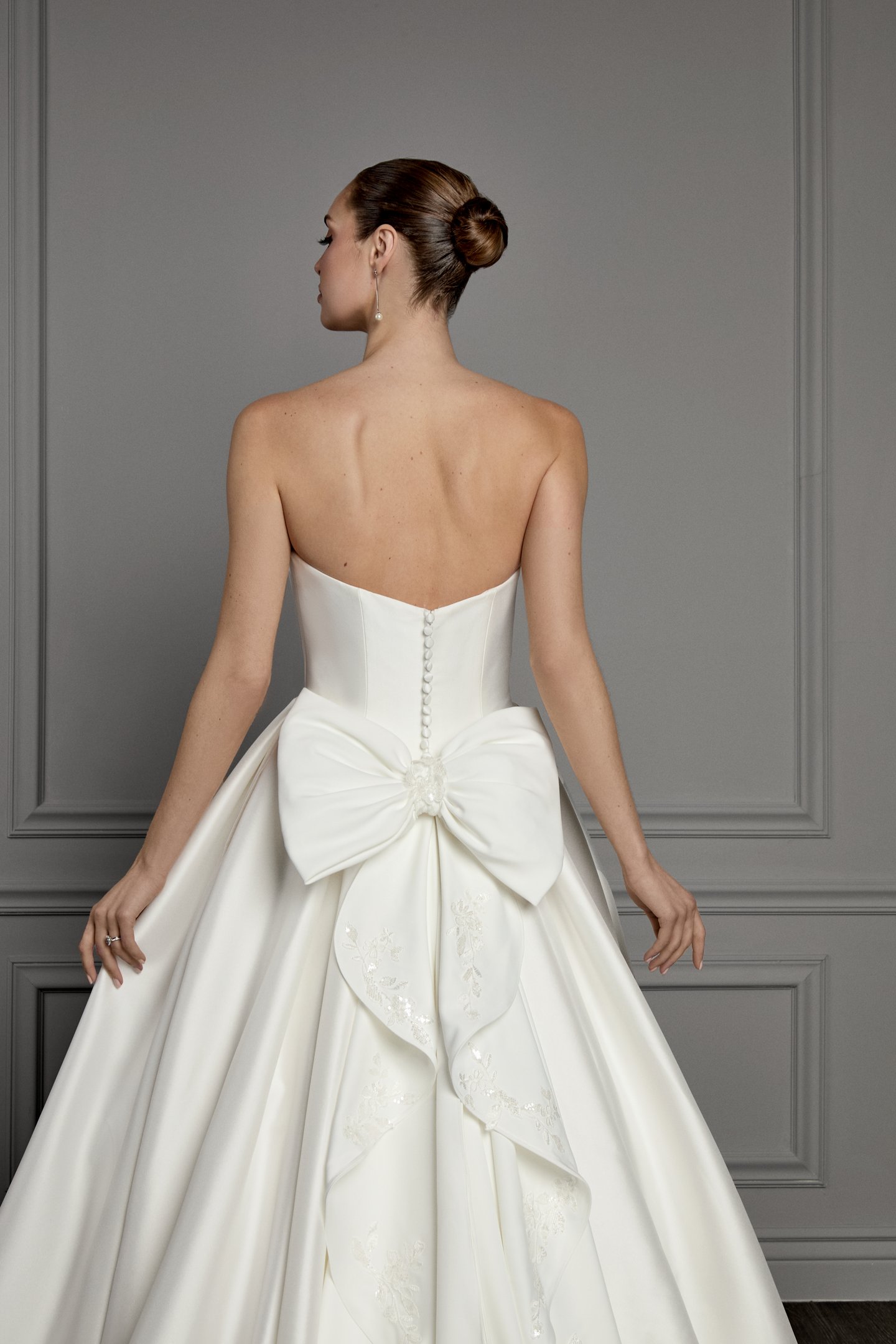 Thanks & Goodluck Style TG1170 Detachable Satin Bow with Sparkling Beaded and Sequined Floral Lace Appliqués