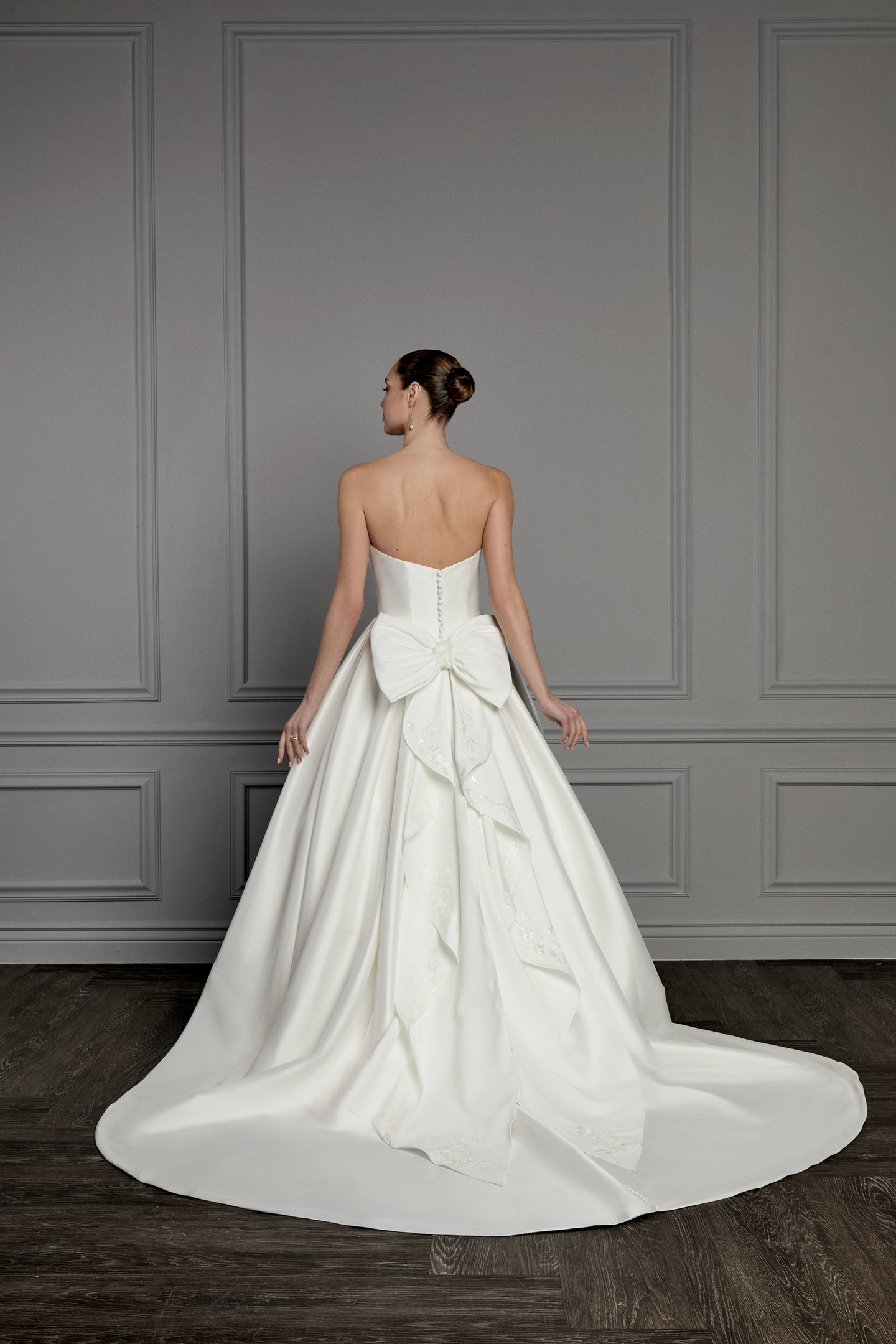 Thanks & Goodluck Style TG1170 Detachable Satin Bow with Sparkling Beaded and Sequined Floral Lace Appliqués