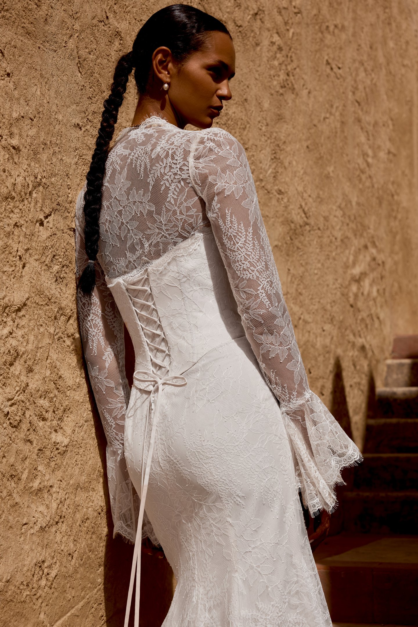 Thanks & Goodluck Style TG1173 Chantilly Lace Bolero Jacket with Bell Sleeves and Scalloped Eyelash Trim