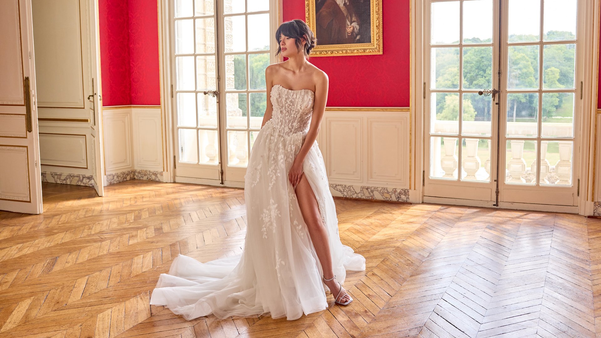 Adore by Justin Alexander Style 11446 Brielle Tulle A-Line with 3D Chiffon Floral Petals and Sequined Lace Appliqués