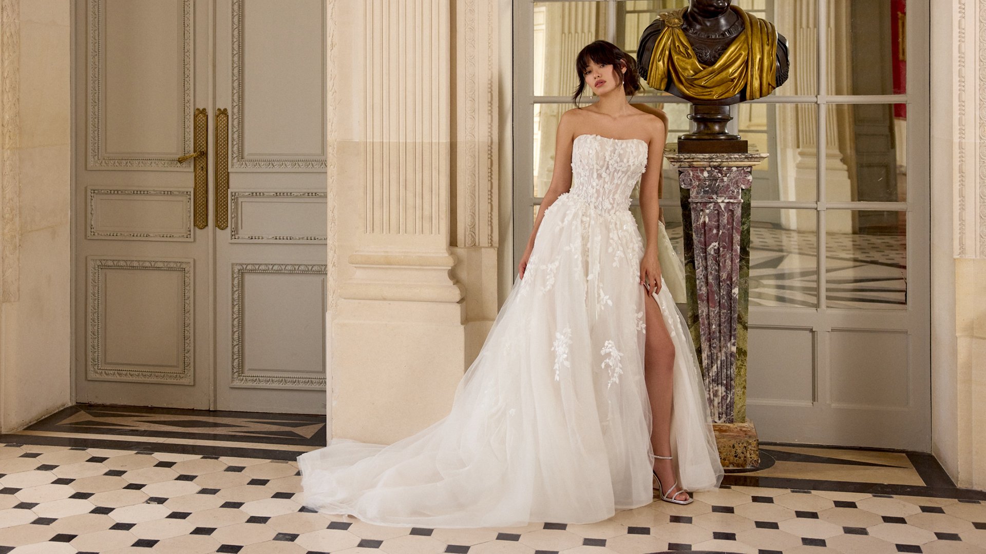 Adore by Justin Alexander Style 11446 Brielle Tulle A-Line with 3D Chiffon Floral Petals and Sequined Lace Appliqués