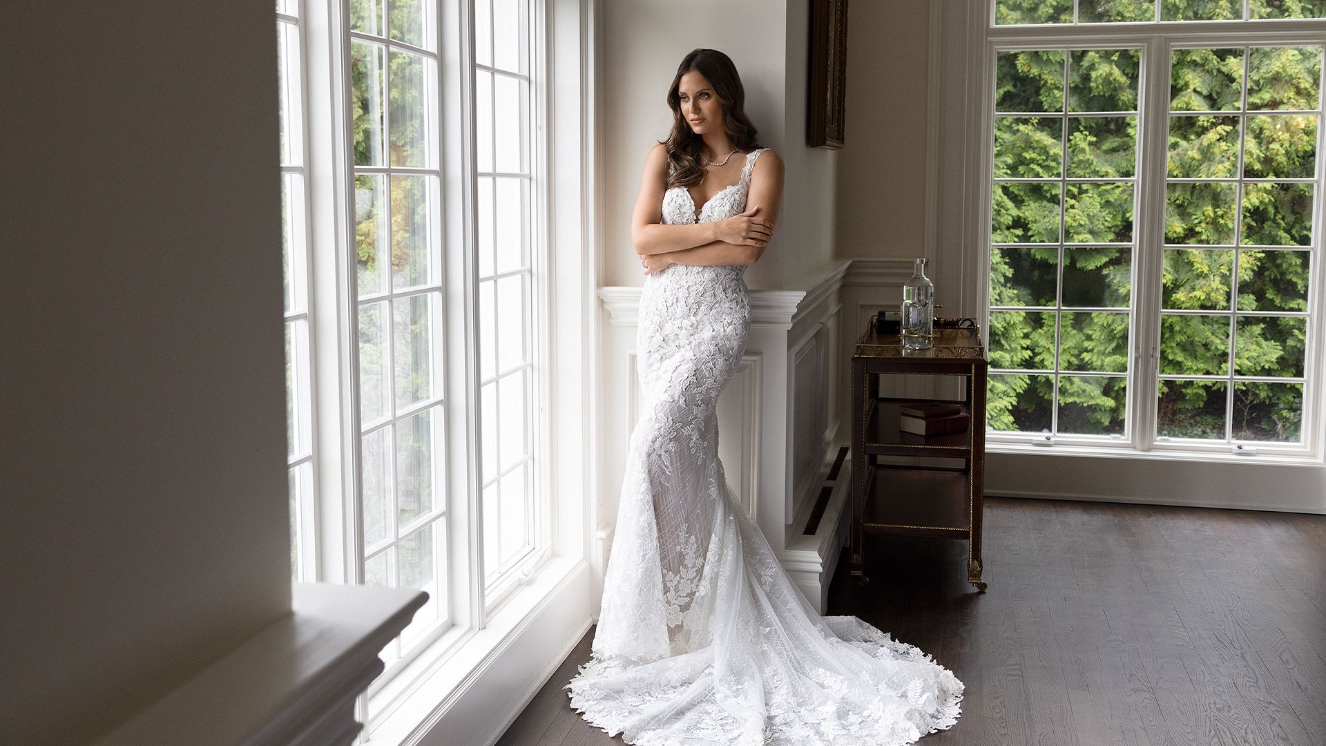 Justin Alexander Style 88280 Ezra Beaded Fit and Flare Wedding Dress with Sequin Tulle Underlay